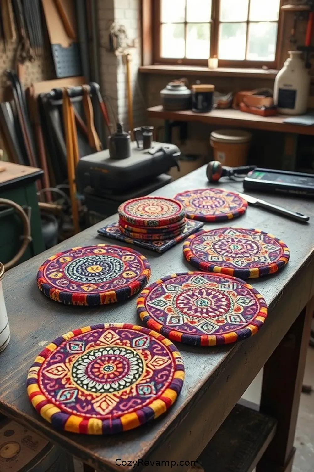 19 Creative Upcycled Fabric Ideas for Your Industrial Garage 7 Fabric Coasters for a Touch of Style for 19 Creative Upcycled Fabric Ideas for Your Industrial Garage