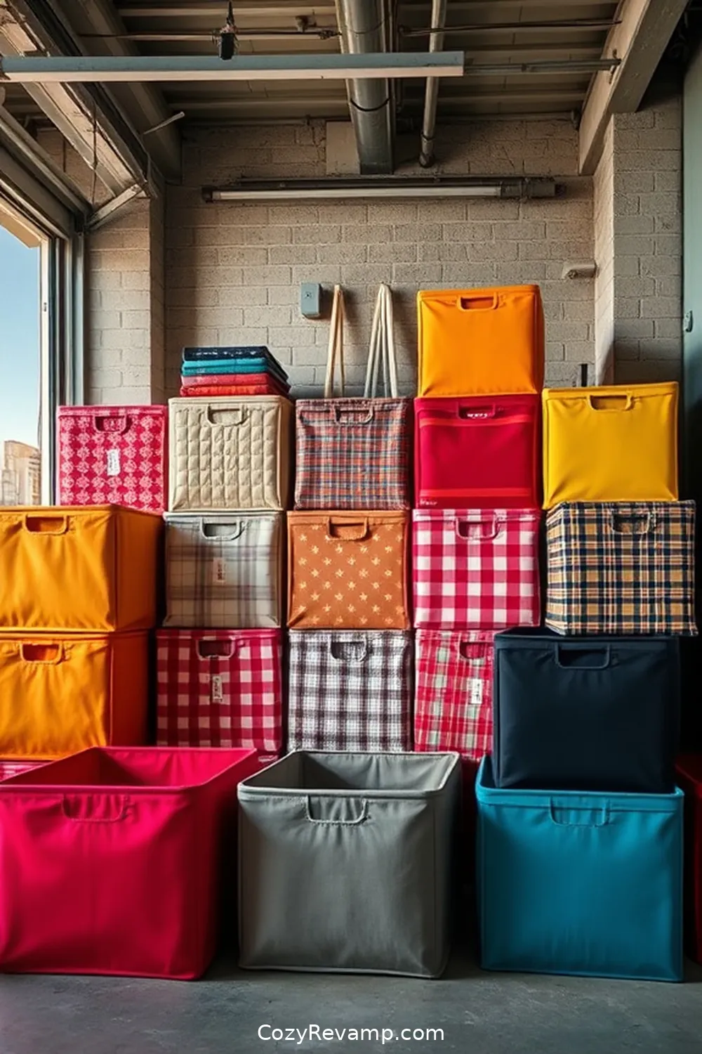 19 Creative Upcycled Fabric Ideas for Your Industrial Garage 16 Fabric Storage Cubes for 19 Creative Upcycled Fabric Ideas for Your Industrial Garage