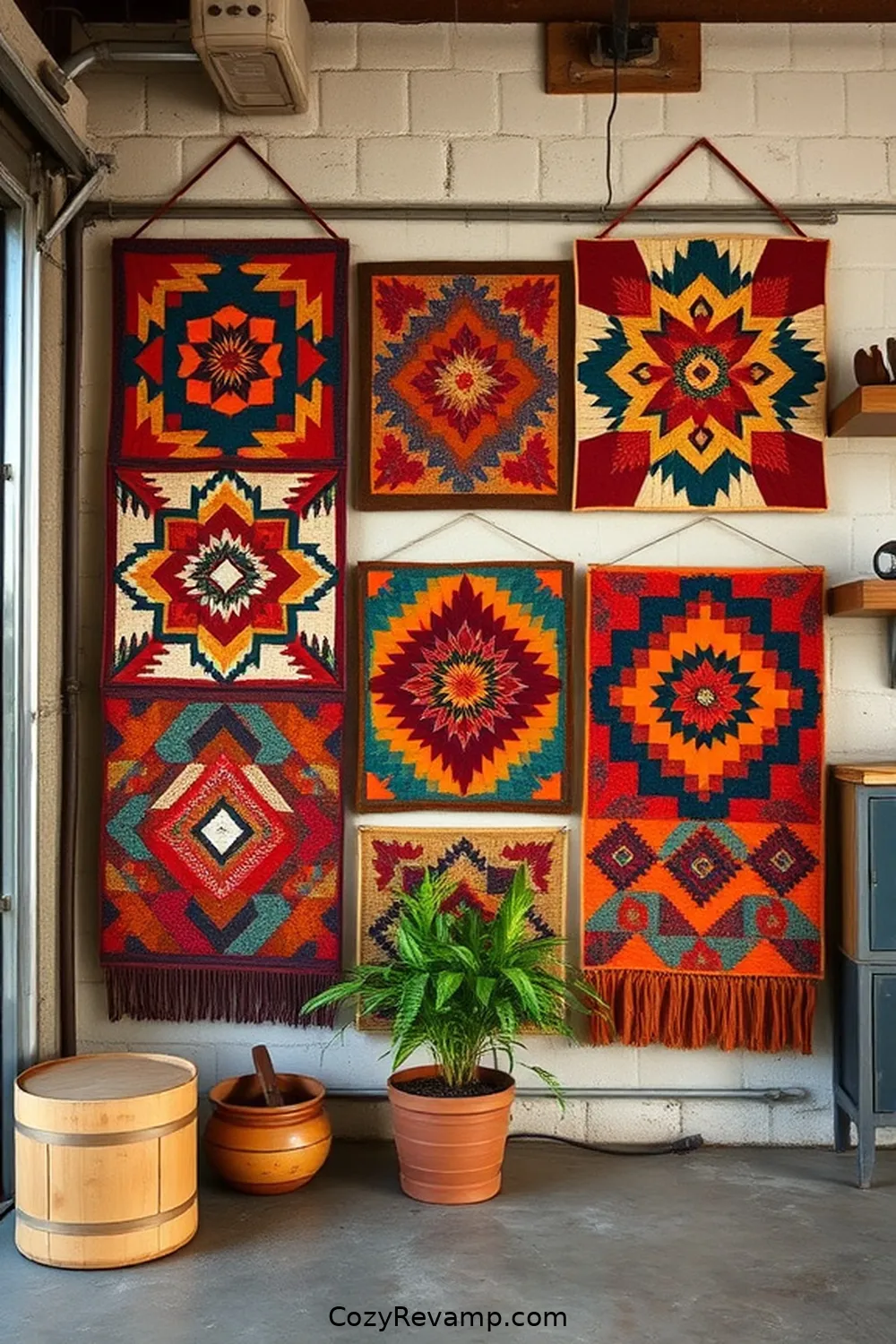 19 Creative Upcycled Fabric Ideas for Your Industrial Garage 17 Quilted Wall Hangings for 19 Creative Upcycled Fabric Ideas for Your Industrial Garage