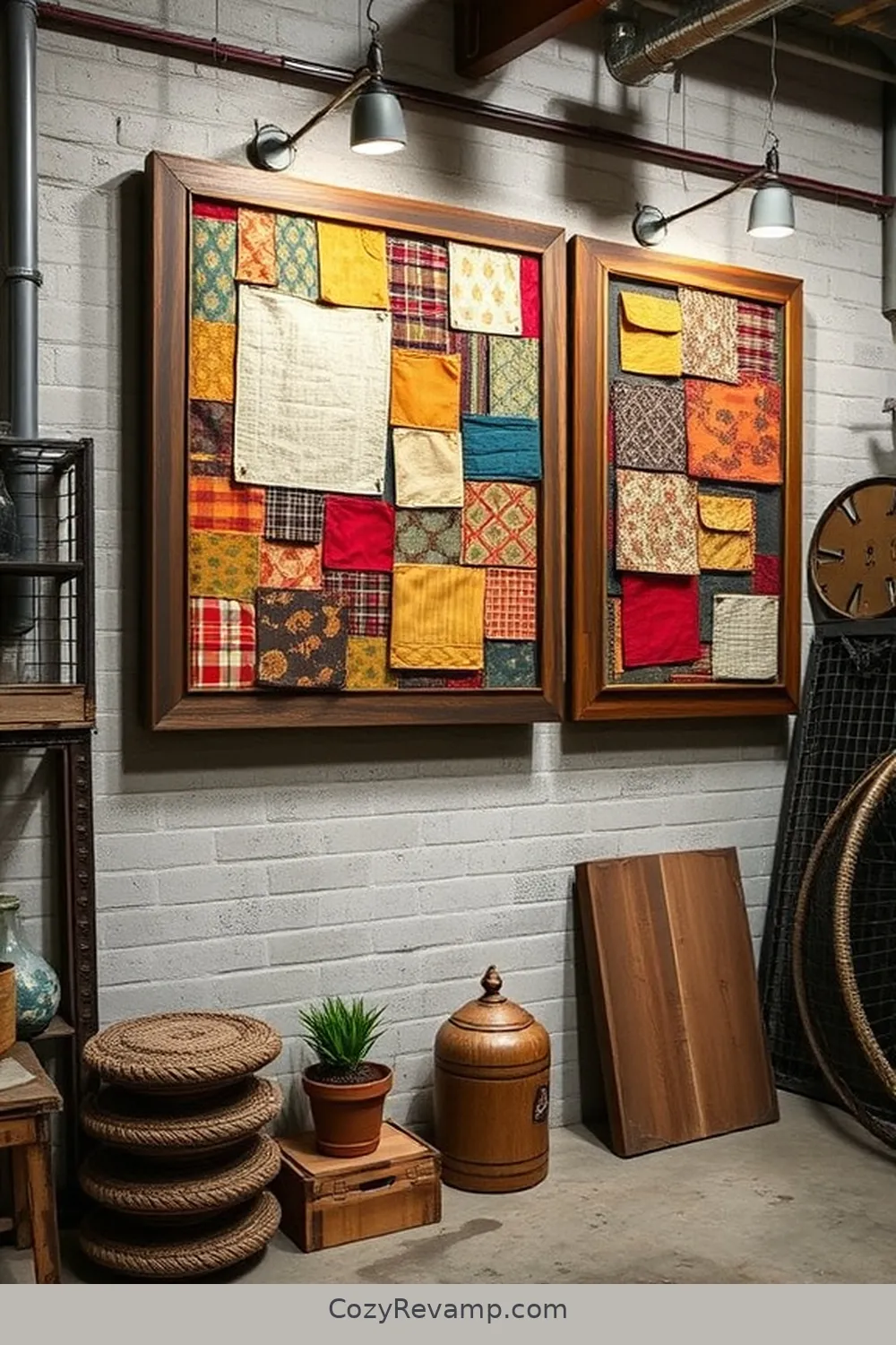 19 Creative Upcycled Fabric Ideas for Your Industrial Garage 3 Rustic Fabric Wall Art for 19 Creative Upcycled Fabric Ideas for Your Industrial Garage