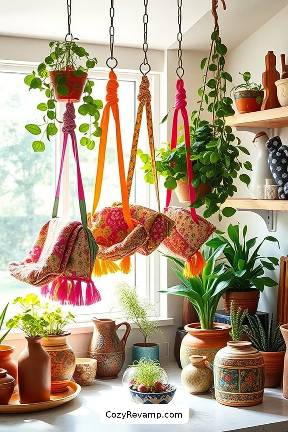 DIY Fabric Pot Holders for 19 Creative Ways to Style a Bohemian Kitchen With Upcycled Fabrics