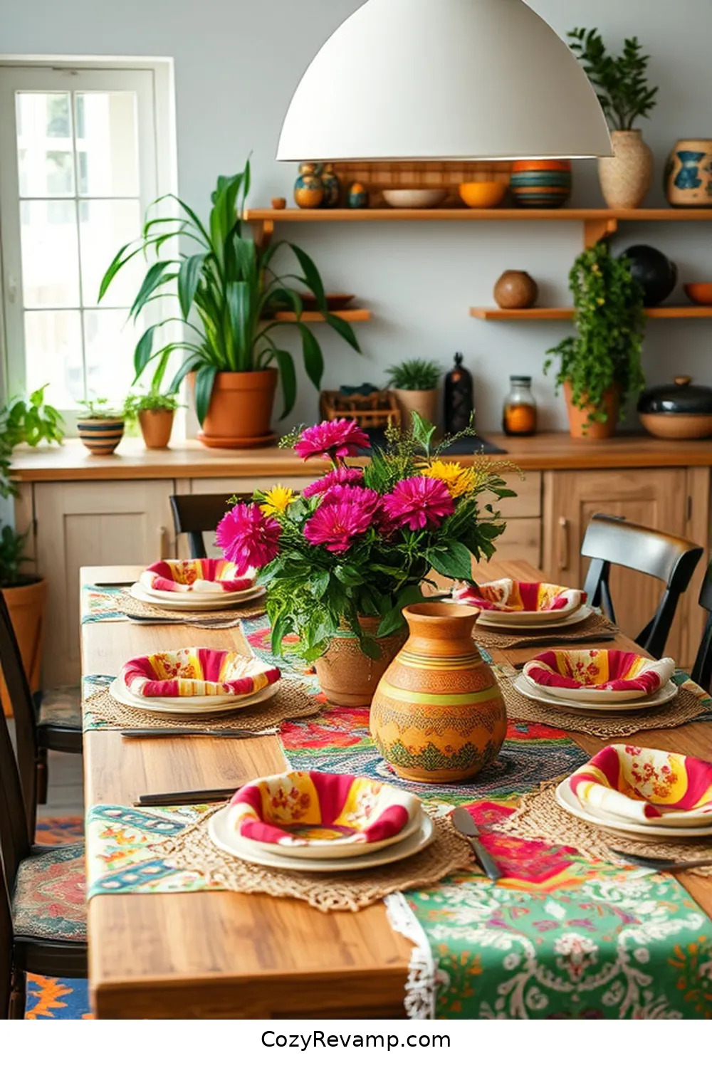 Fabric Table Settings for 19 Creative Ways to Style a Bohemian Kitchen With Upcycled Fabrics
