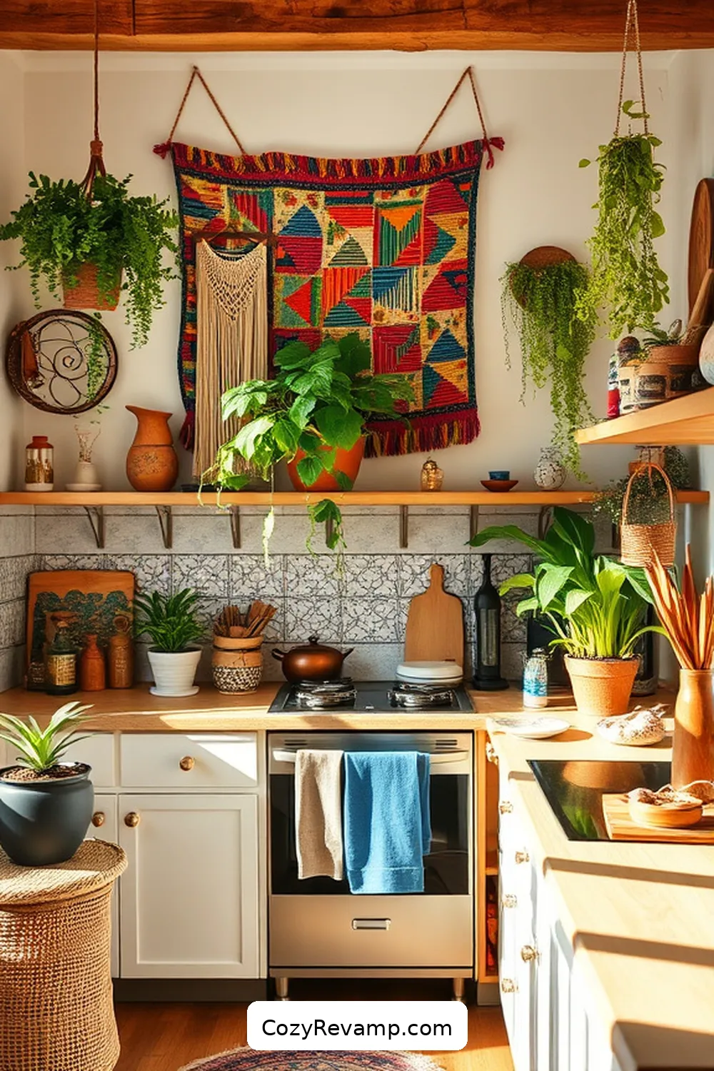 Recycled Fabric Wall Hangings for 19 Creative Ways to Style a Bohemian Kitchen With Upcycled Fabrics