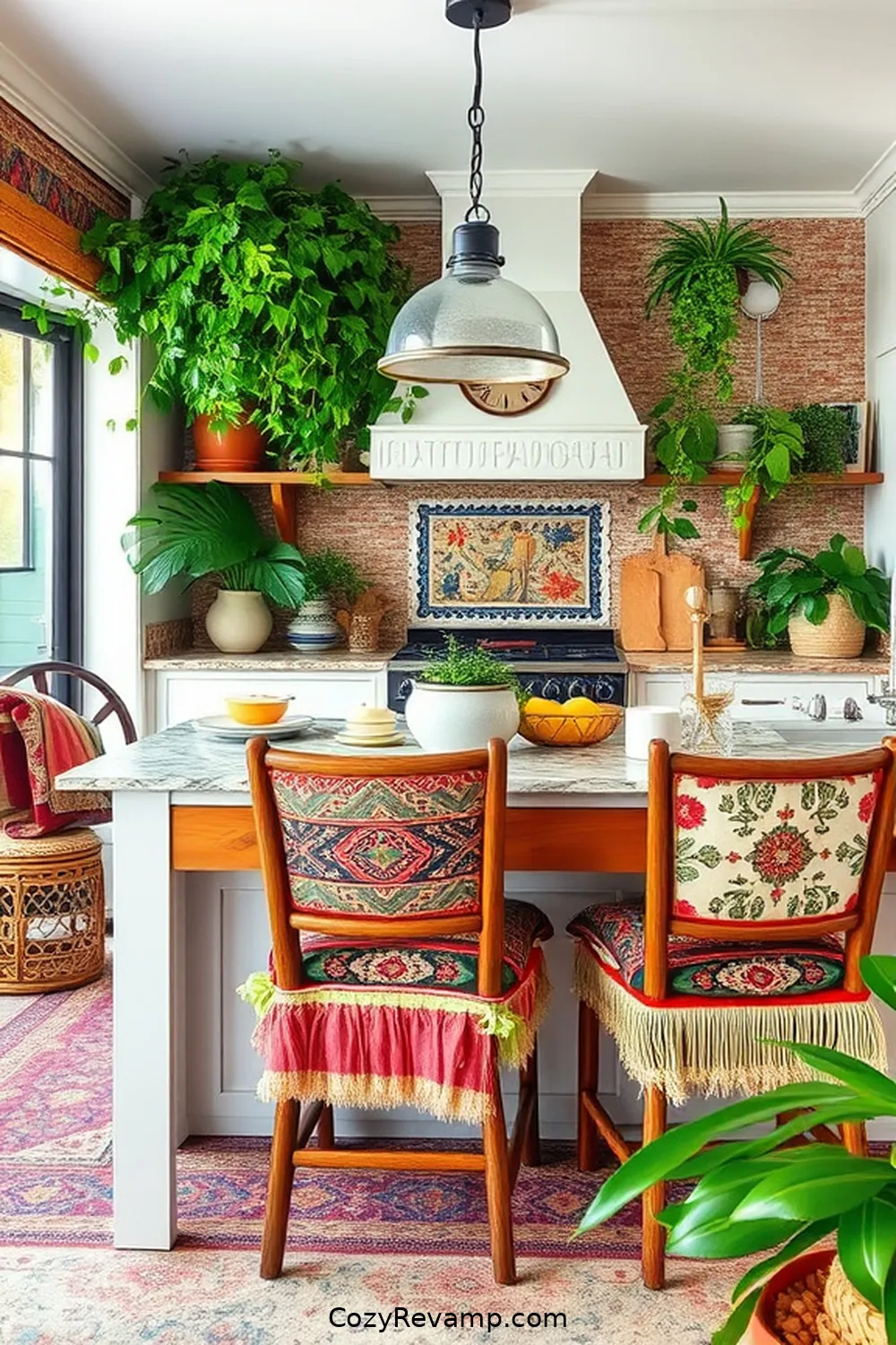 Reimagined Fabric Chair Cushions for 19 Creative Ways to Style a Bohemian Kitchen With Upcycled Fabrics