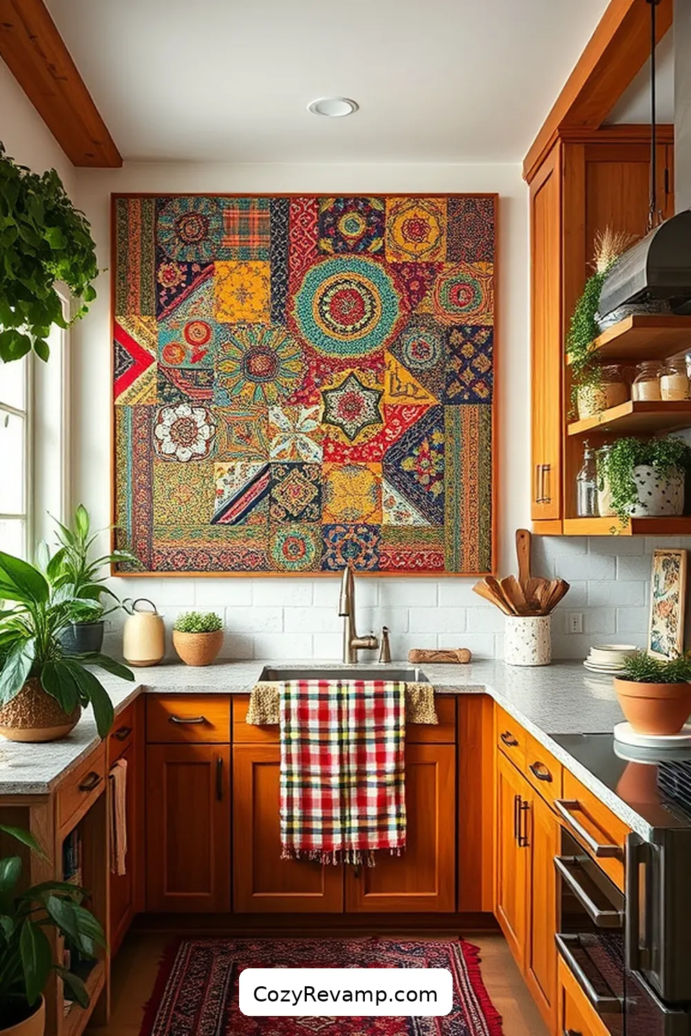 Repurposed Fabric Wall Art for 19 Creative Ways to Style a Bohemian Kitchen With Upcycled Fabrics