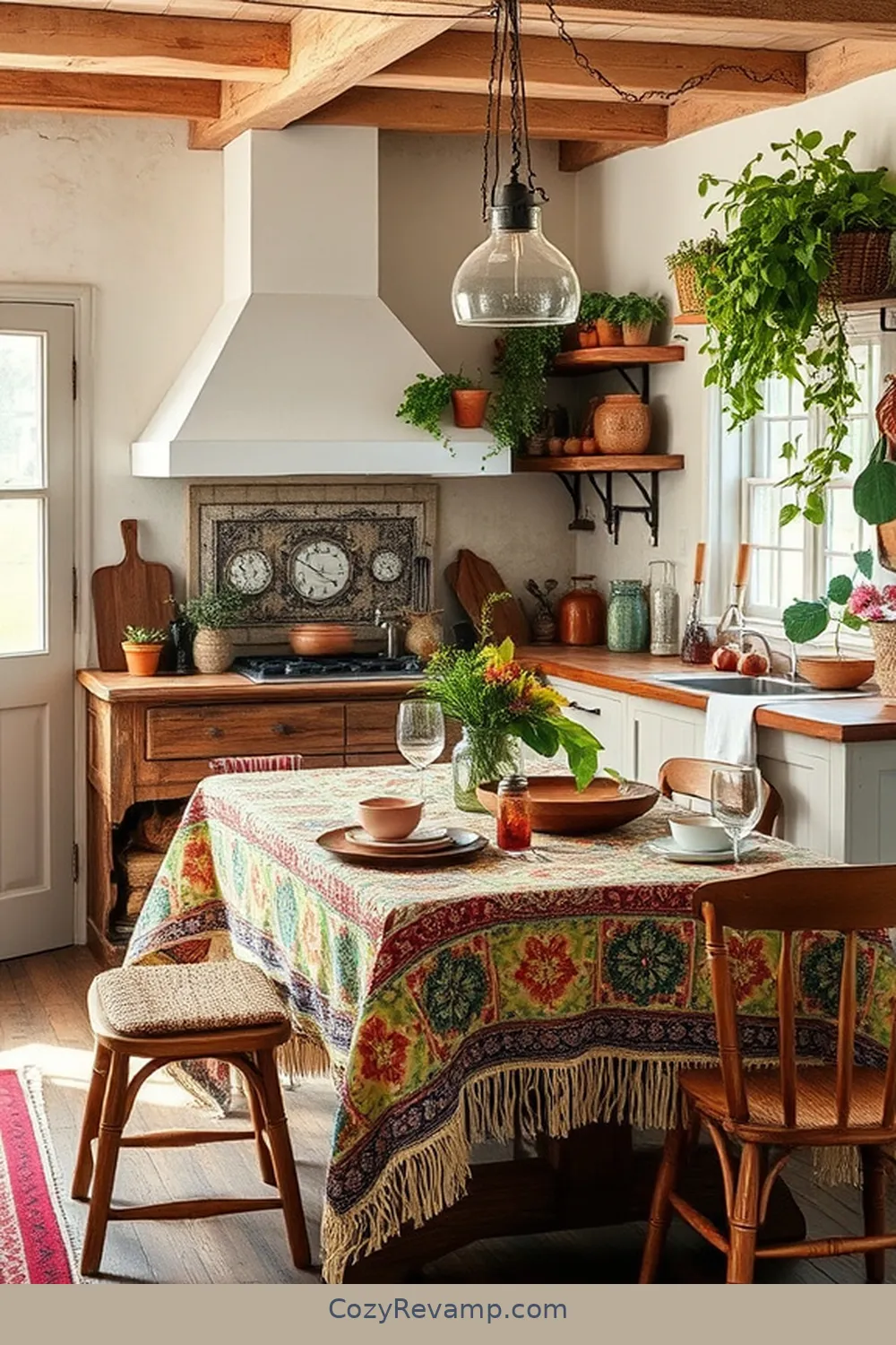 Upcycled Fabric Tablecloths for 19 Creative Ways to Style a Bohemian Kitchen With Upcycled Fabrics