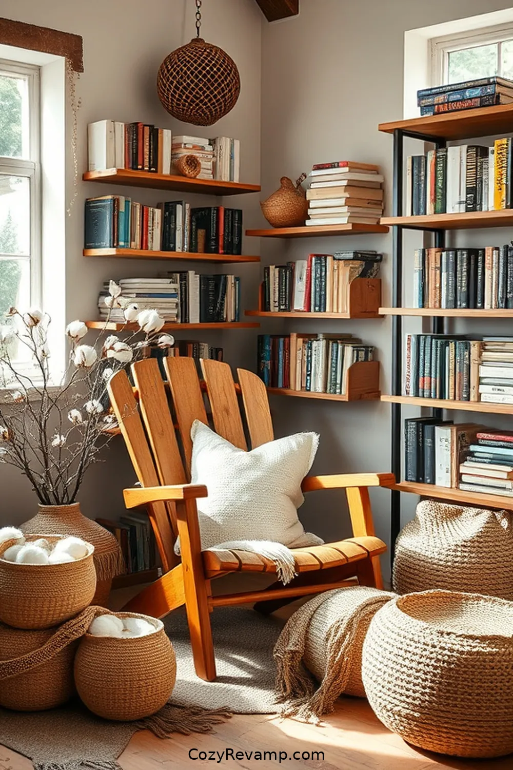 19 Essential Elements for a Rustic Library With Organic Cotton Material Decor 8 Handcrafted Wooden Reading Chair for 19 Essential Elements for a Rustic Library With Organic Cotton Material Decor