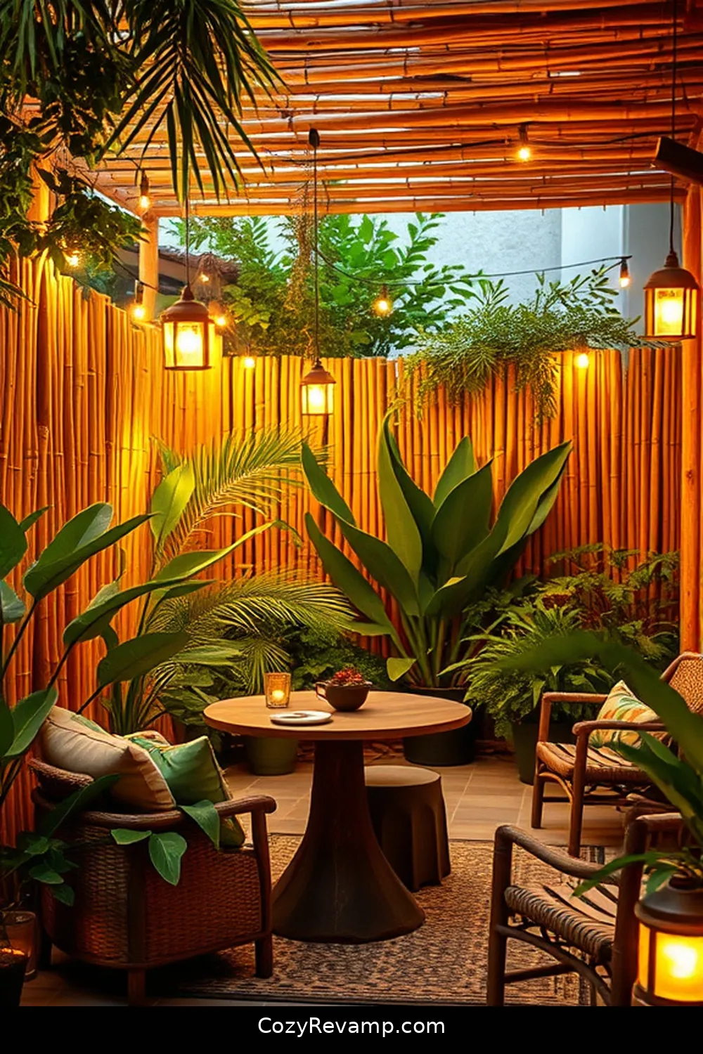 Bamboo Fencing for 19 Essential Materials for Rustic Outdoor Patios With Solar-Powered Lights