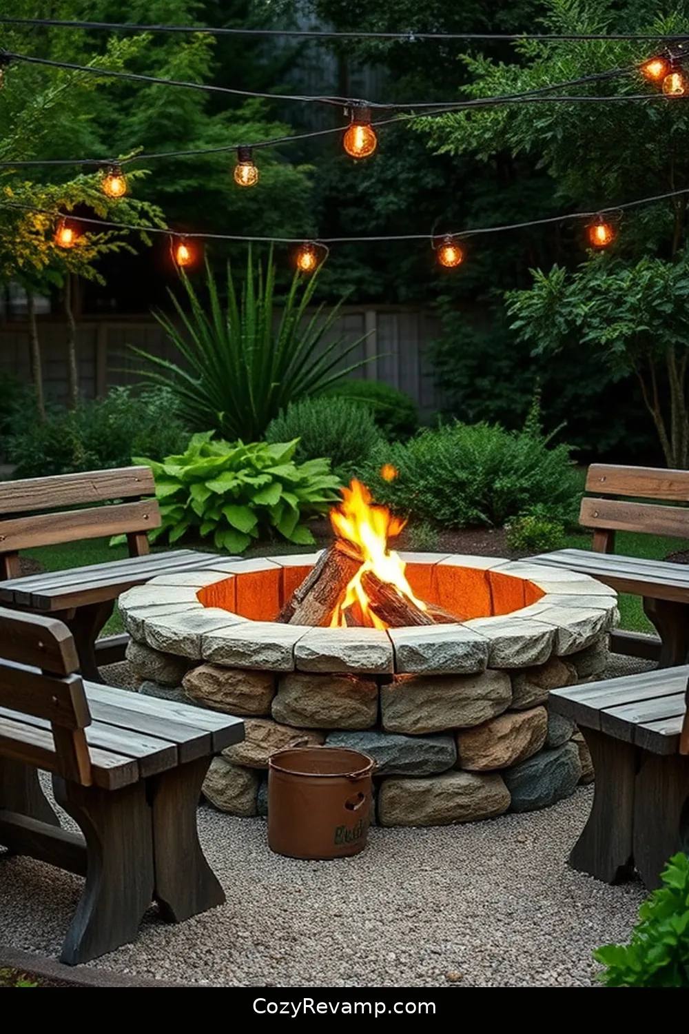 Rustic Fire Pit for 19 Essential Materials for Rustic Outdoor Patios With Solar-Powered Lights