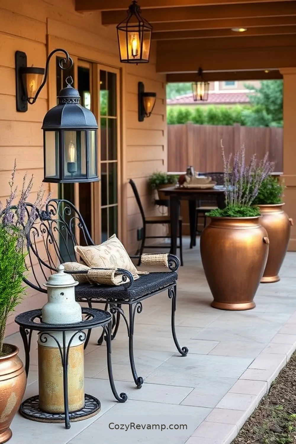 Rustic Metal Accents for 19 Essential Materials for Rustic Outdoor Patios With Solar-Powered Lights