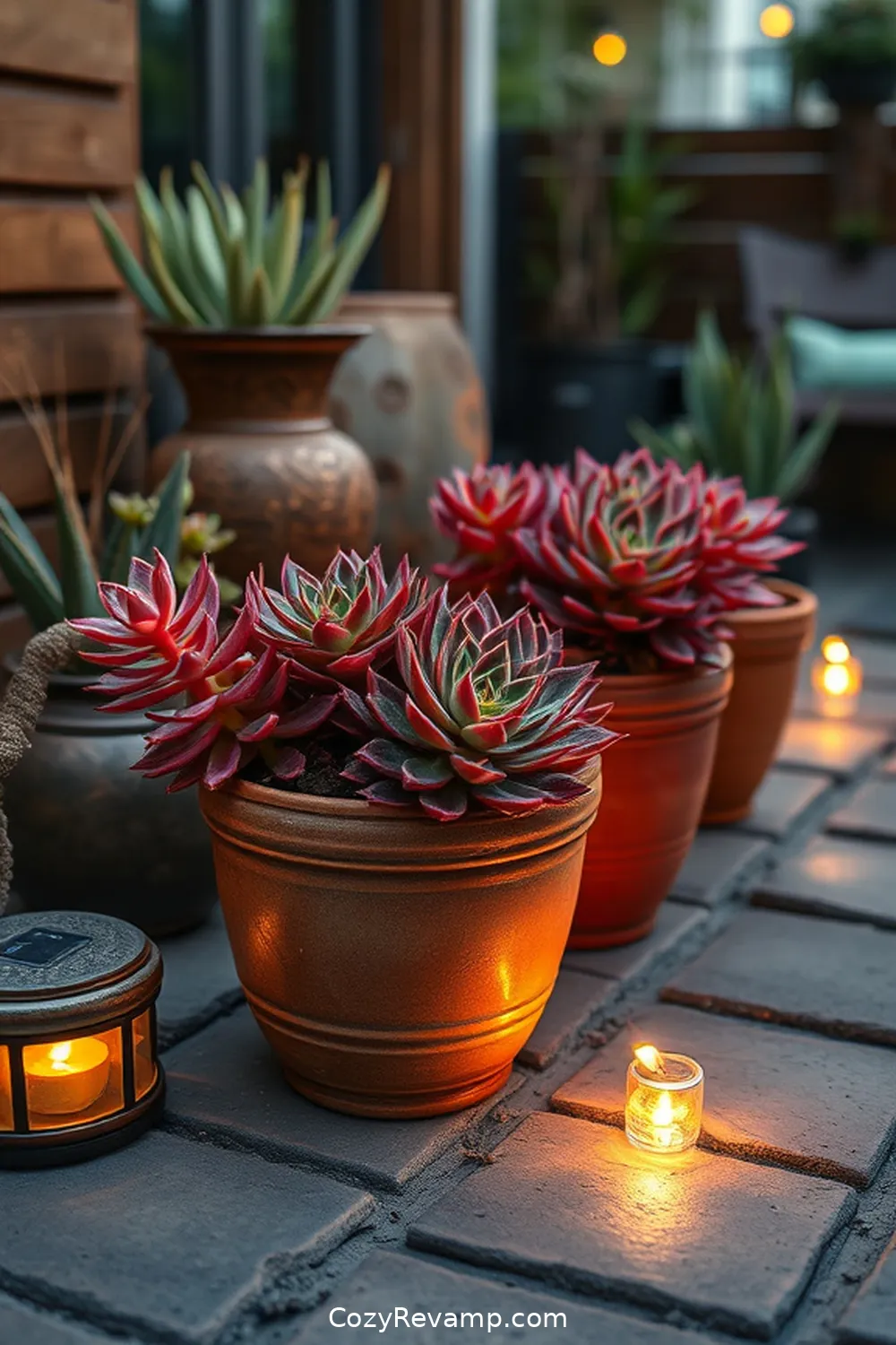 Succulent Arrangements for 19 Essential Materials for Rustic Outdoor Patios With Solar-Powered Lights