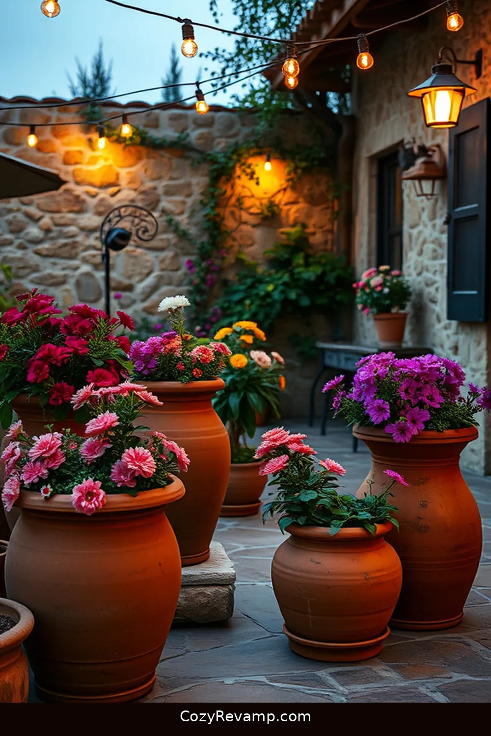 Terracotta Pots for 19 Essential Materials for Rustic Outdoor Patios With Solar-Powered Lights