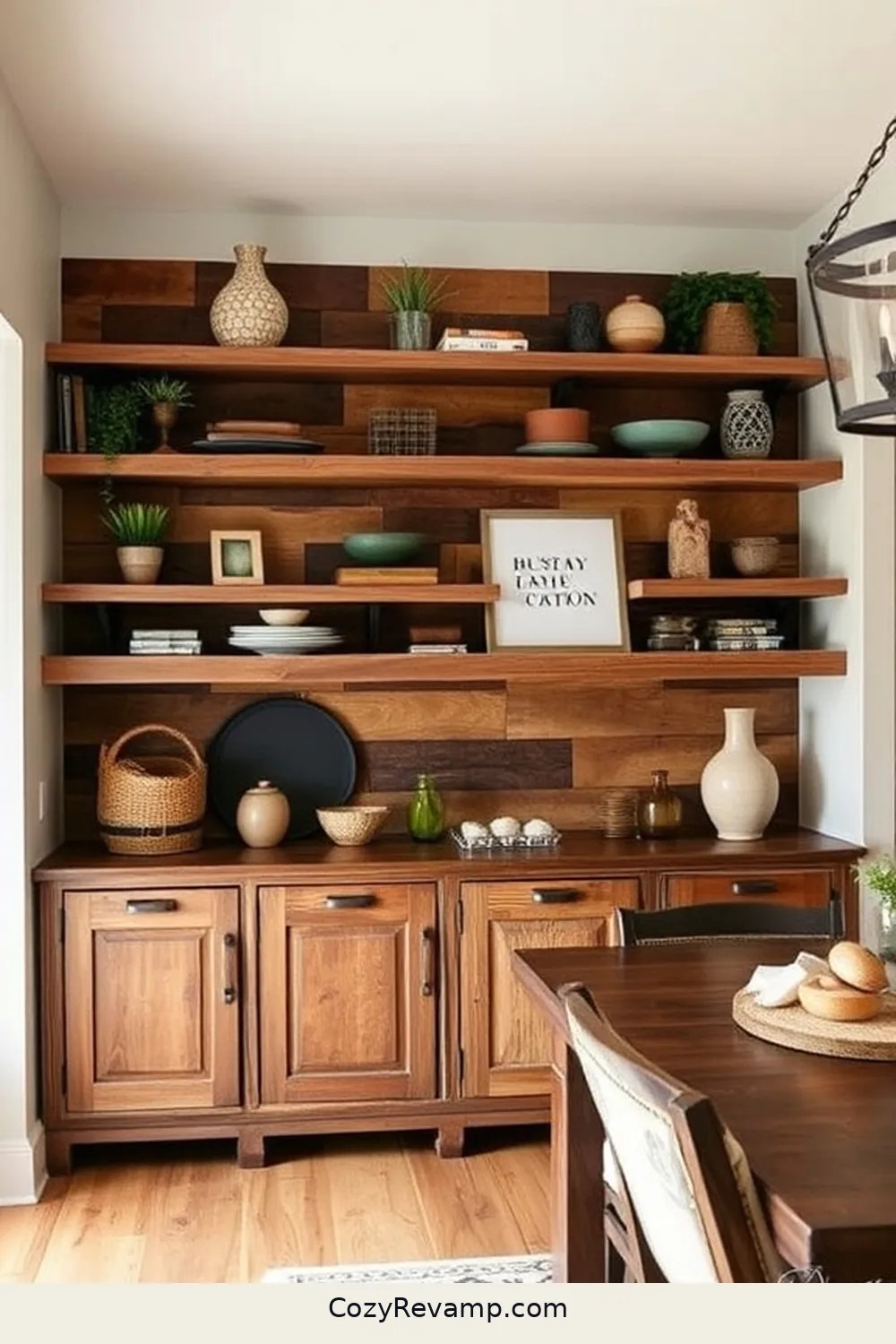 Create Custom Shelving Solutions for 19 Essential Tips for a Rustic Dining Room With Recycled Wood Material