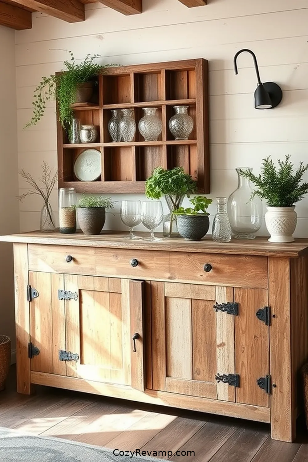 Create a Farmhouse-Style Buffet for 19 Essential Tips for a Rustic Dining Room With Recycled Wood Material