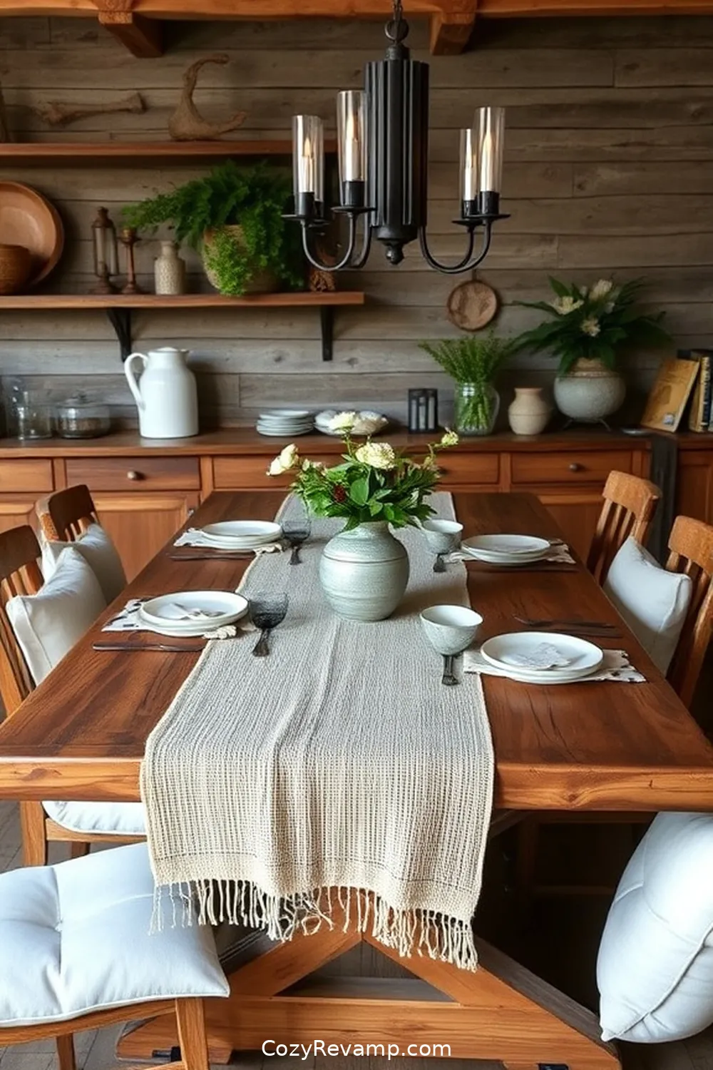 Layer With Natural Fabrics for 19 Essential Tips for a Rustic Dining Room With Recycled Wood Material