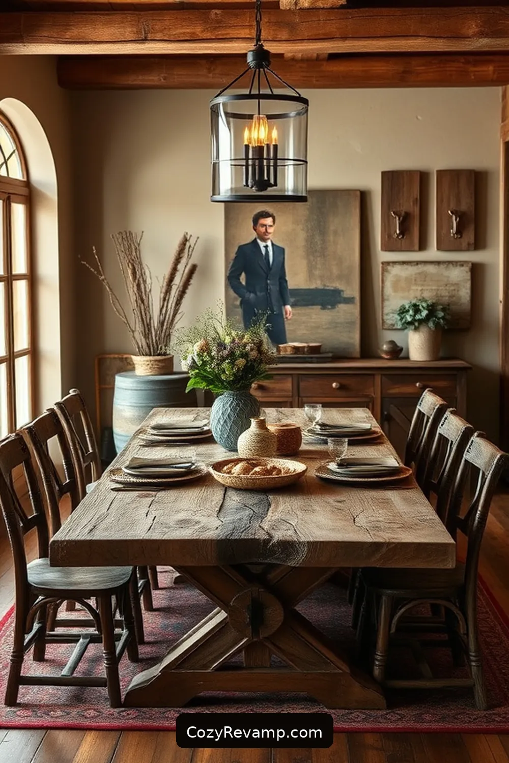 Opt for Warm Color Palettes for 19 Essential Tips for a Rustic Dining Room With Recycled Wood Material