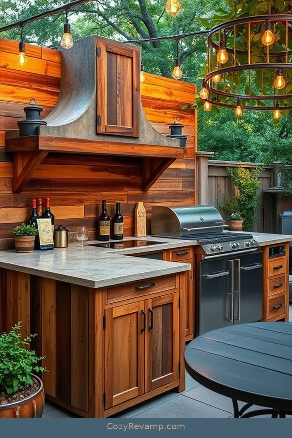 DIY Outdoor Kitchen With Reclaimed Materials for 19 Inspiring Ideas for Rustic Outdoor Patios With Reclaimed Materials