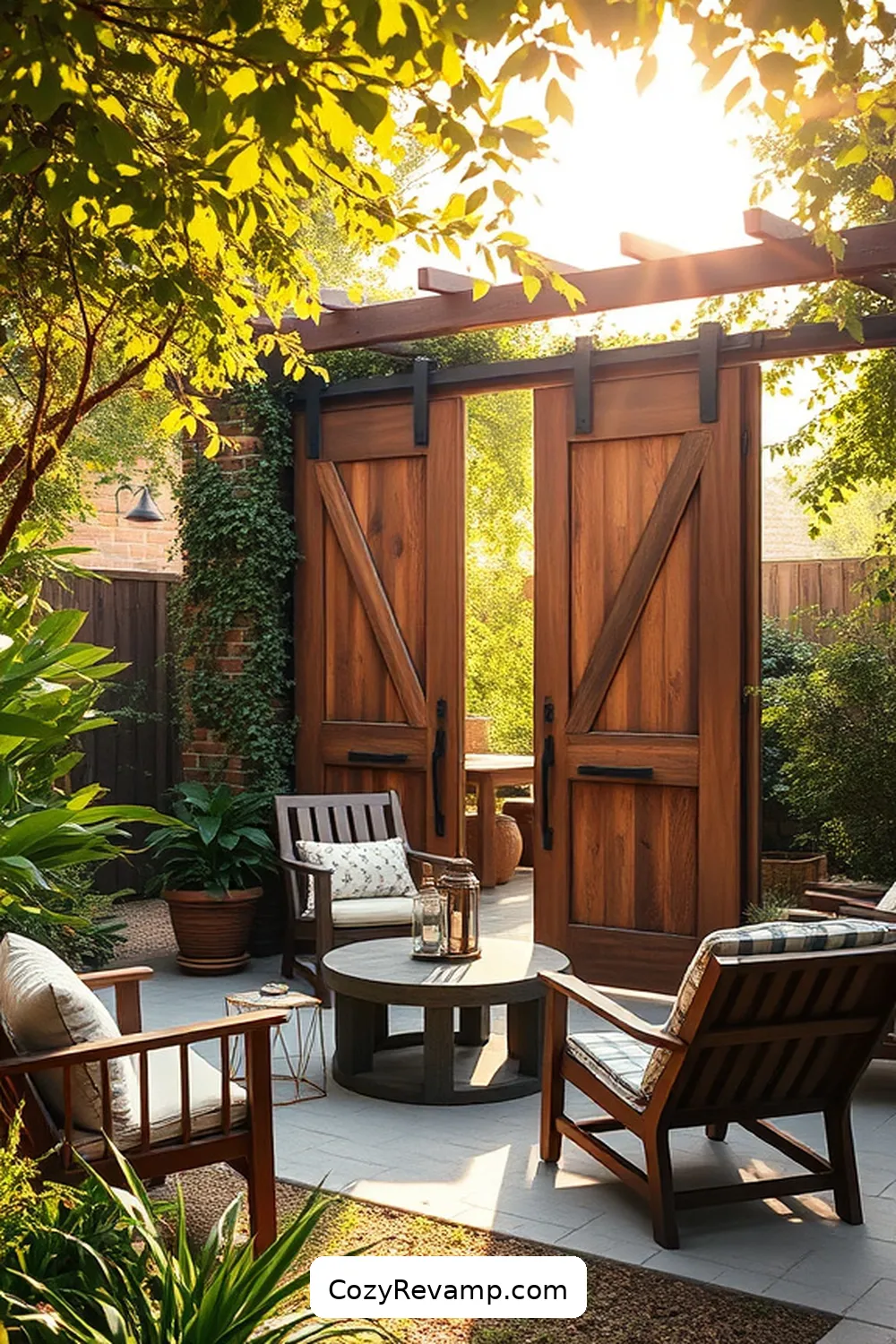 Repurposed Barn Doors as Patio Dividers for 19 Inspiring Ideas for Rustic Outdoor Patios With Reclaimed Materials