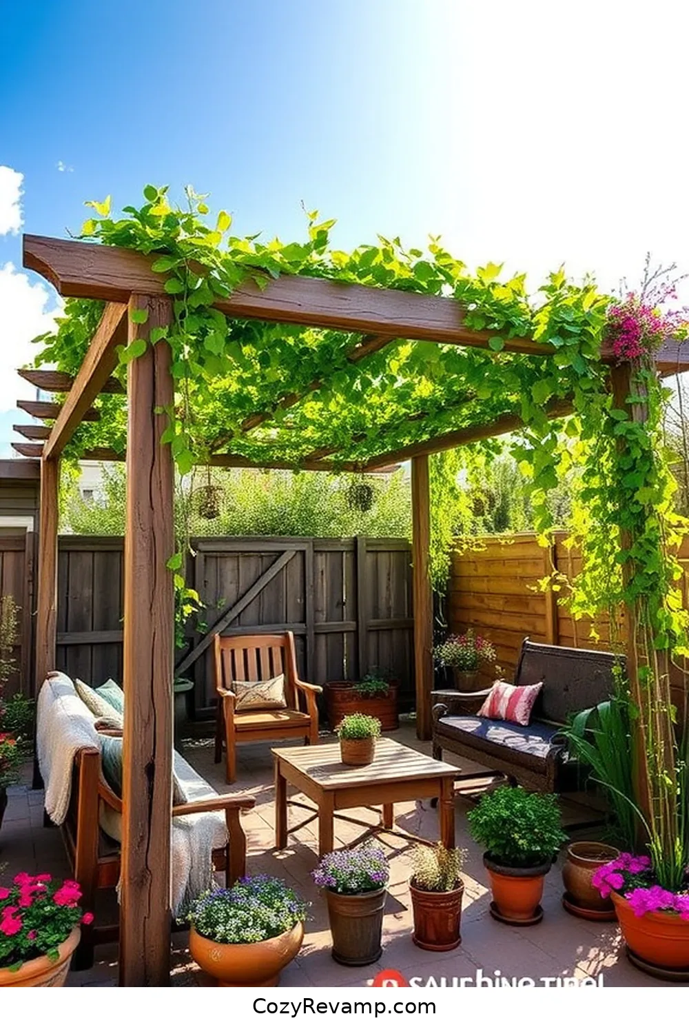 Rustic Pergola Made From Salvaged Beams for 19 Inspiring Ideas for Rustic Outdoor Patios With Reclaimed Materials