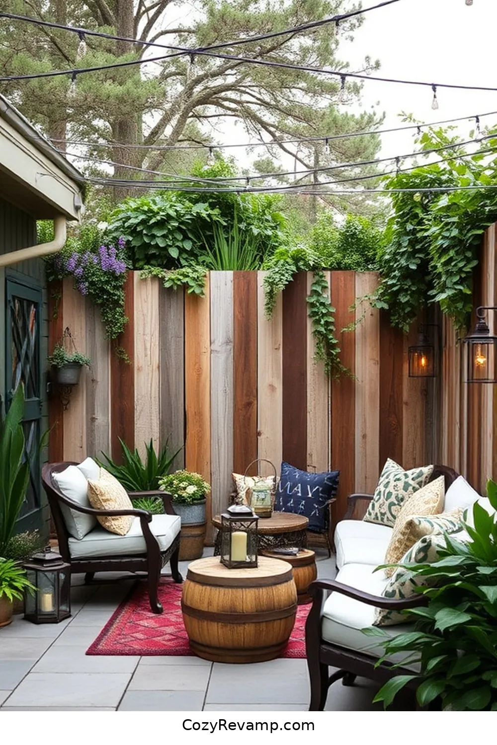 Salvaged Fencing for a Cozy Enclosure for 19 Inspiring Ideas for Rustic Outdoor Patios With Reclaimed Materials