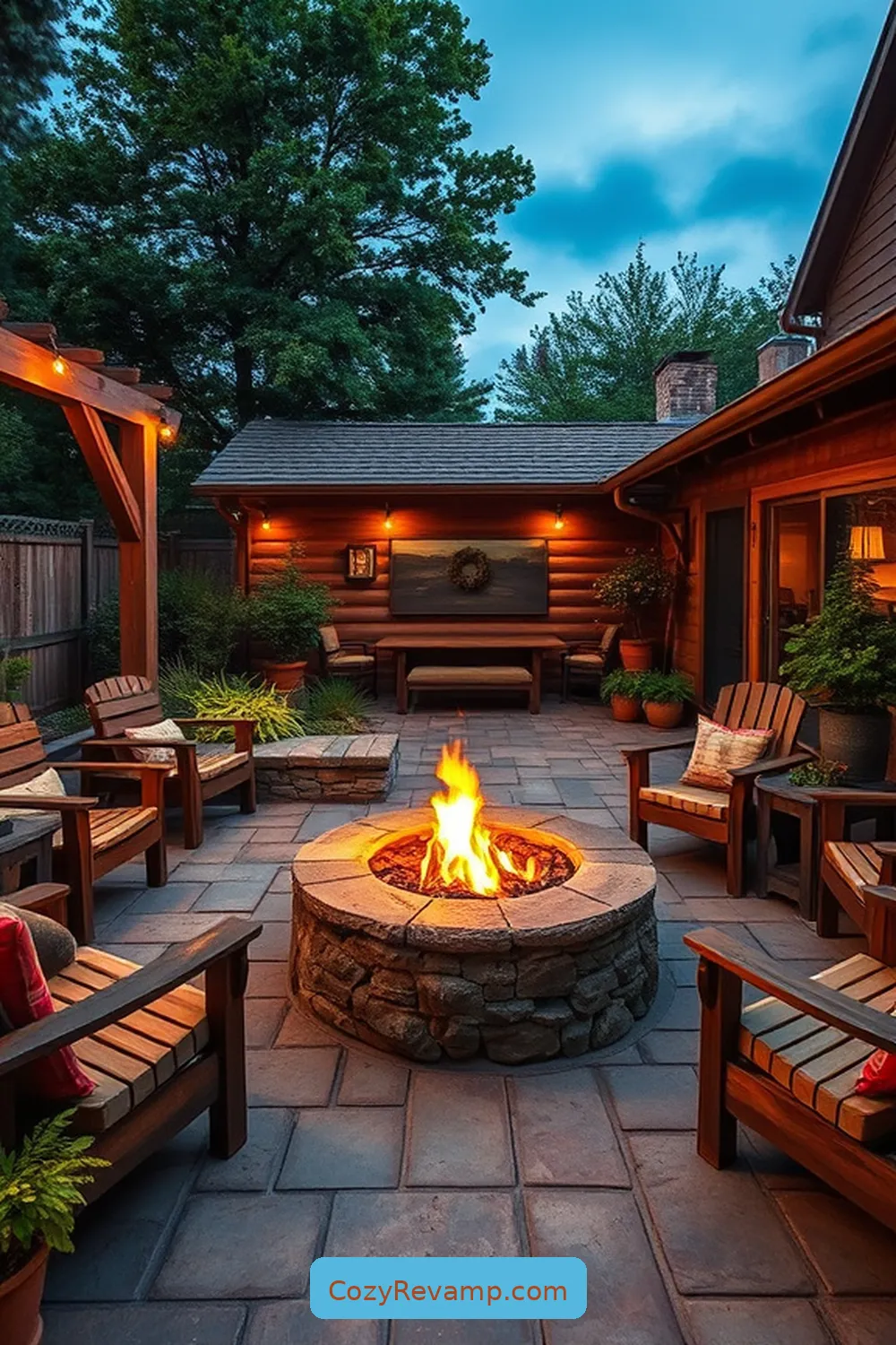 Stone Fire Pit Surrounded by Natural Seating for 19 Inspiring Ideas for Rustic Outdoor Patios With Reclaimed Materials