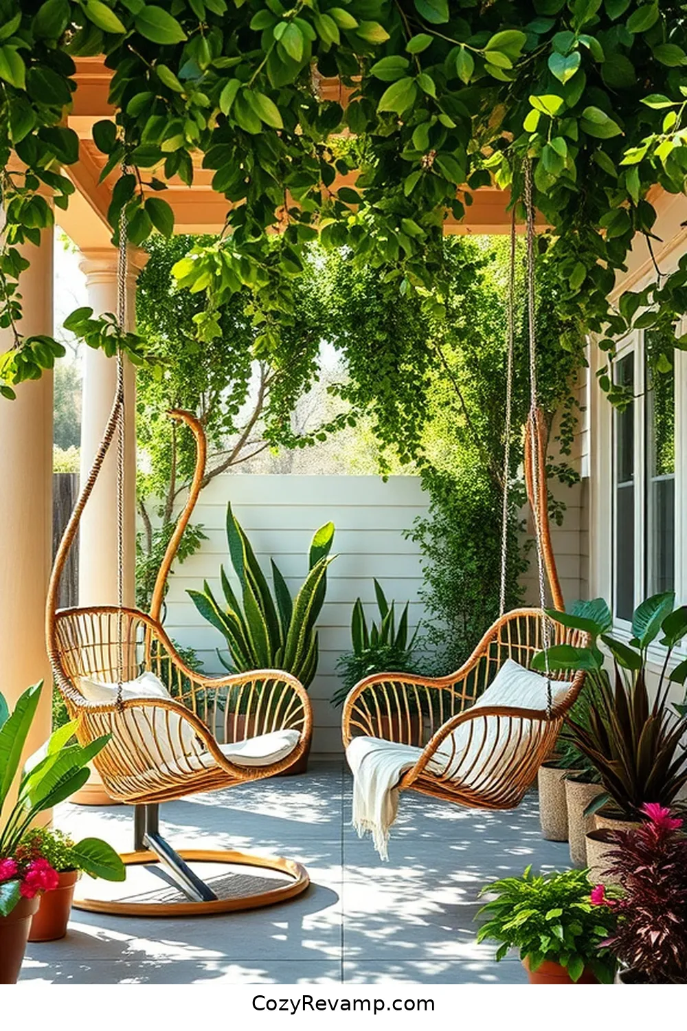 19 Inspiring Ideas for a Modern Farmhouse Outdoor Patio Featuring Bamboo Material 16 Inviting Bamboo Swing Chairs for Relaxation for 19 Inspiring Ideas for a Modern Farmhouse Outdoor Patio Featuring Bamboo Material
