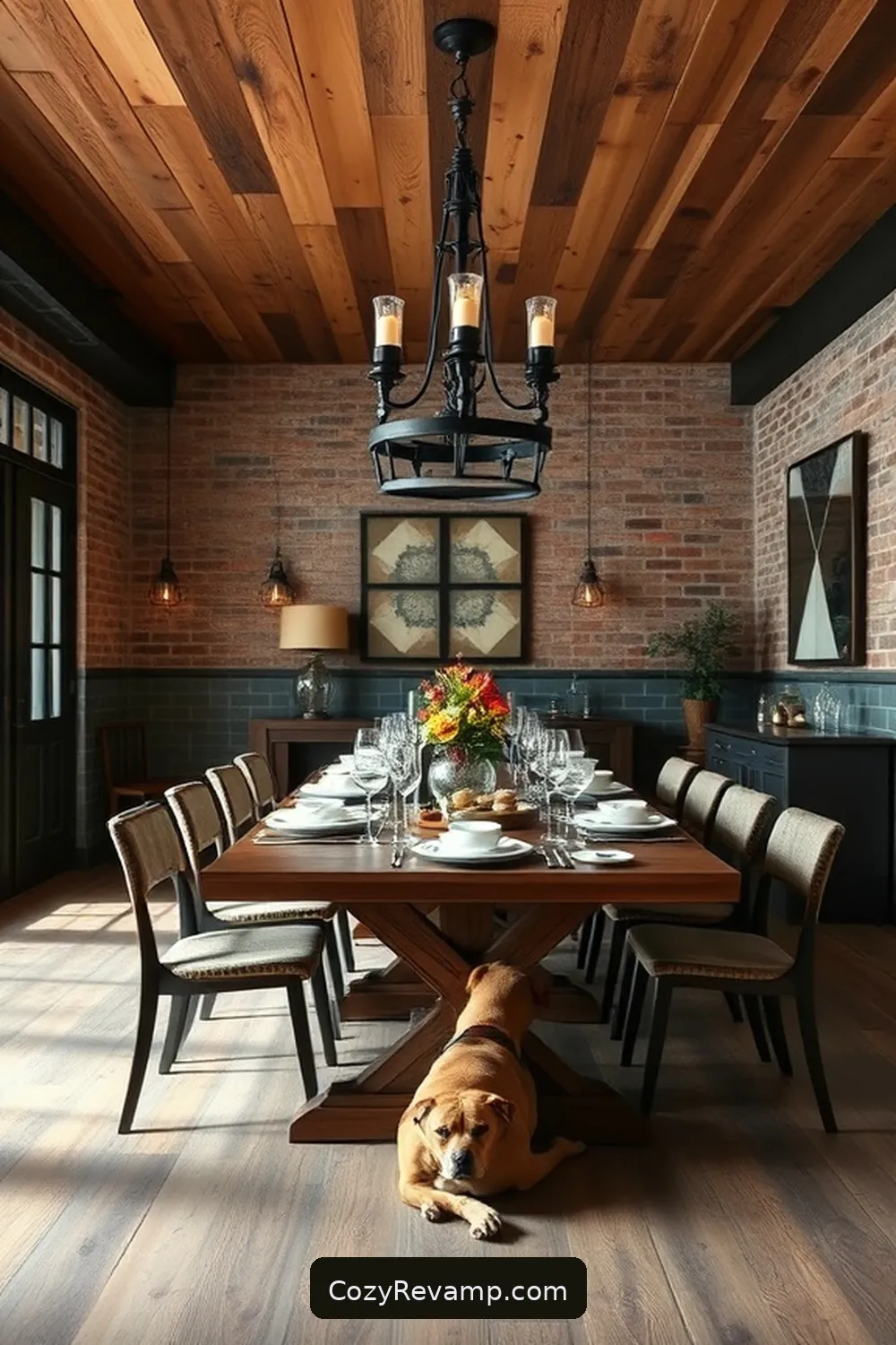 19 Inspiring Industrial Dining Room Ideas With Reclaimed Materials 12 Reclaimed Wood Plank Ceilings for 19 Inspiring Industrial Dining Room Ideas With Reclaimed Materials