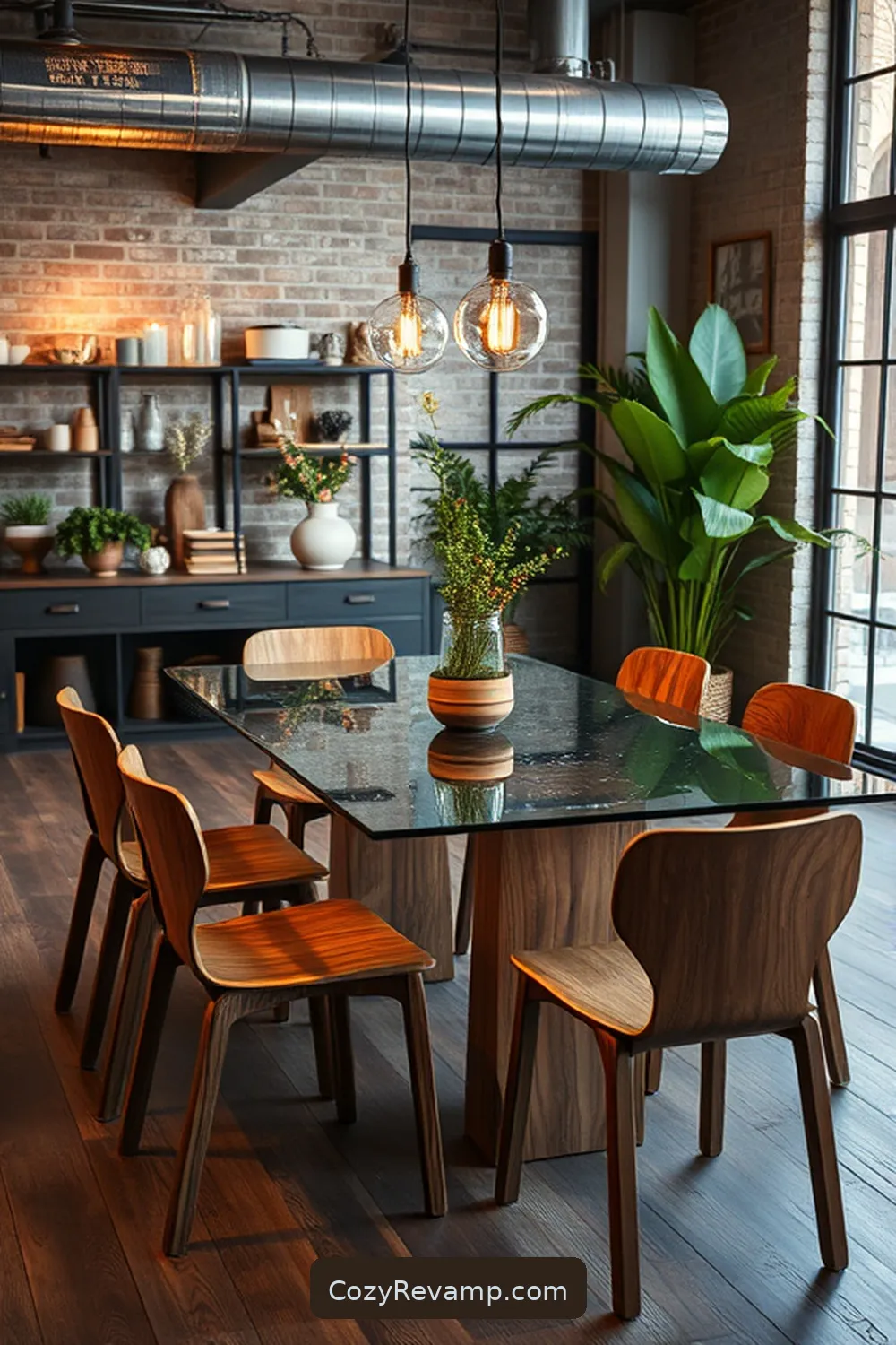 19 Inspiring Industrial Dining Room Ideas With Reclaimed Materials 17 Recycled Glass Table Tops for 19 Inspiring Industrial Dining Room Ideas With Reclaimed Materials