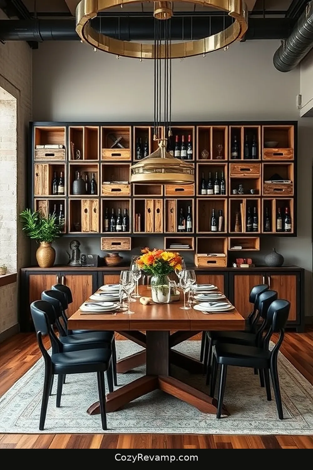19 Inspiring Industrial Dining Room Ideas With Reclaimed Materials 9 Upcycled Wine Crate Storage for 19 Inspiring Industrial Dining Room Ideas With Reclaimed Materials