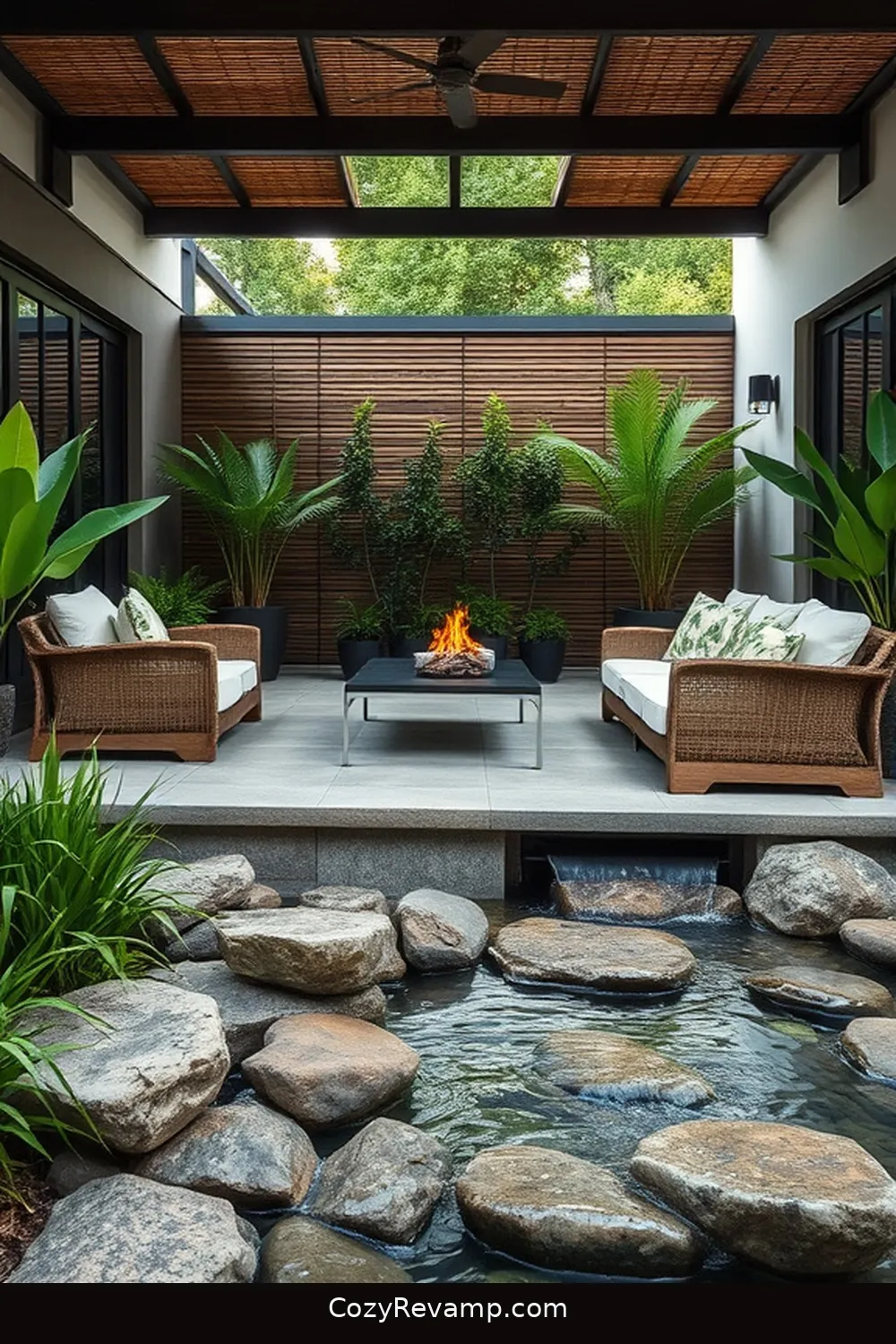 19 Key Elements for Industrial Outdoor Patios Featuring Natural Fibers 14 Integrating Water Features for 19 Key Elements for Industrial Outdoor Patios Featuring Natural Fibers