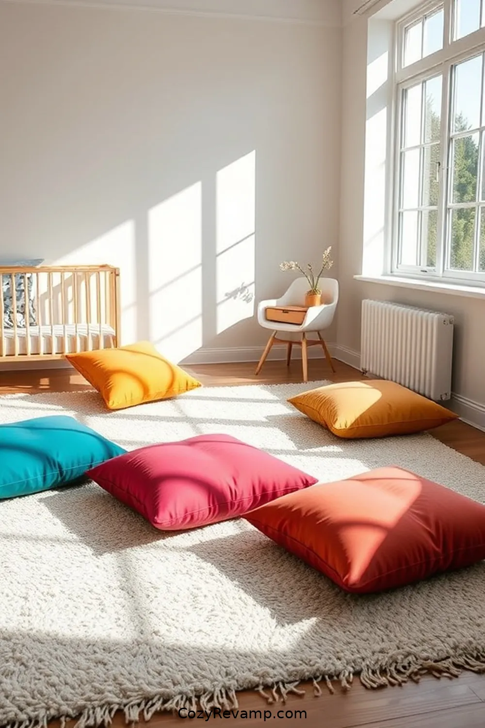 19 Must-Have Scandinavian Nursery Elements With Upcycled Fabric Material 6 5. Sustainable Floor Cushions for 19 Must-Have Scandinavian Nursery Elements With Upcycled Fabric Material