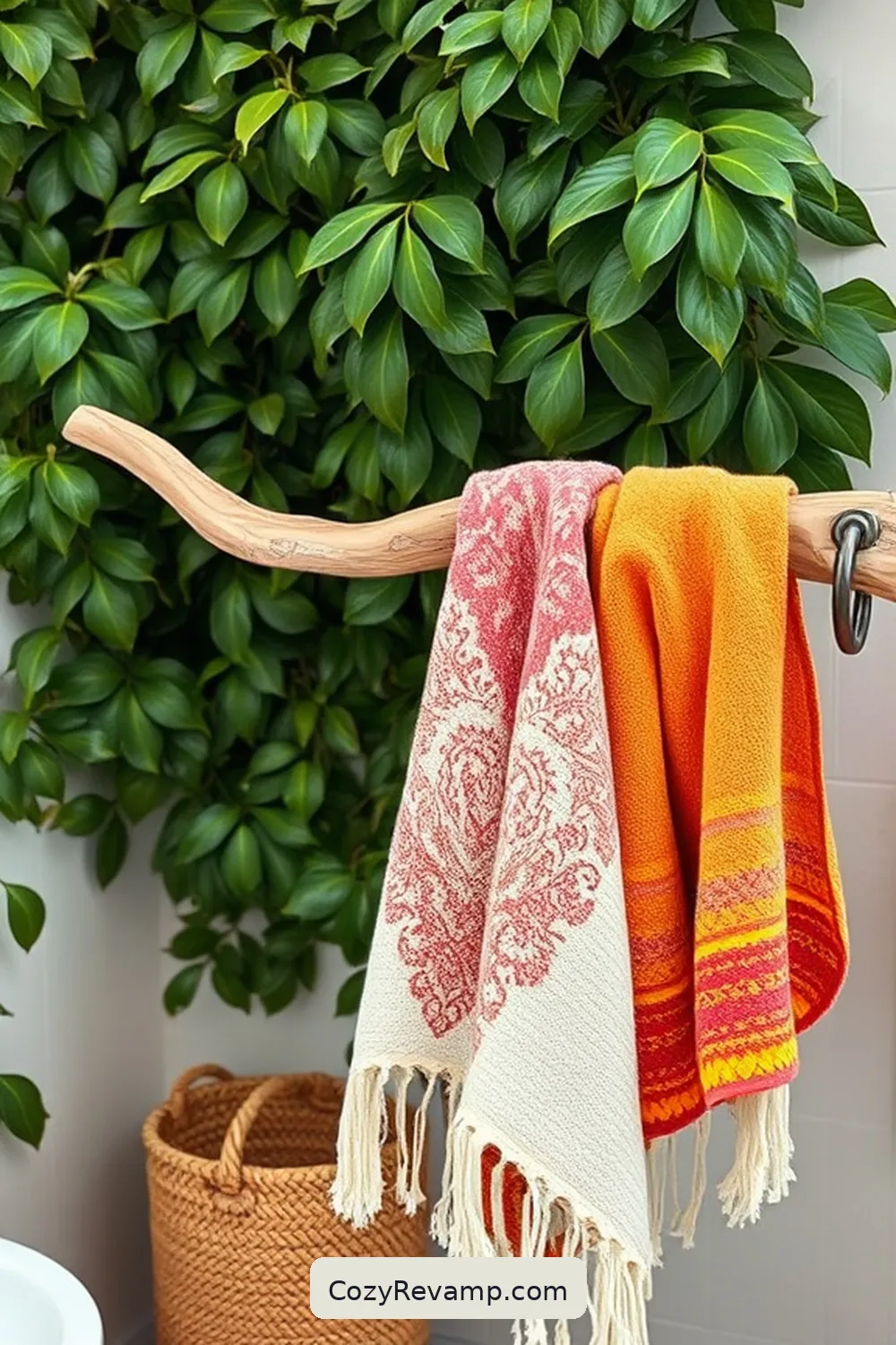19 Ways to Create a Bohemian Bathroom With Recycled Wood Material 5 Driftwood Towel Rack for 19 Ways to Create a Bohemian Bathroom With Recycled Wood Material
