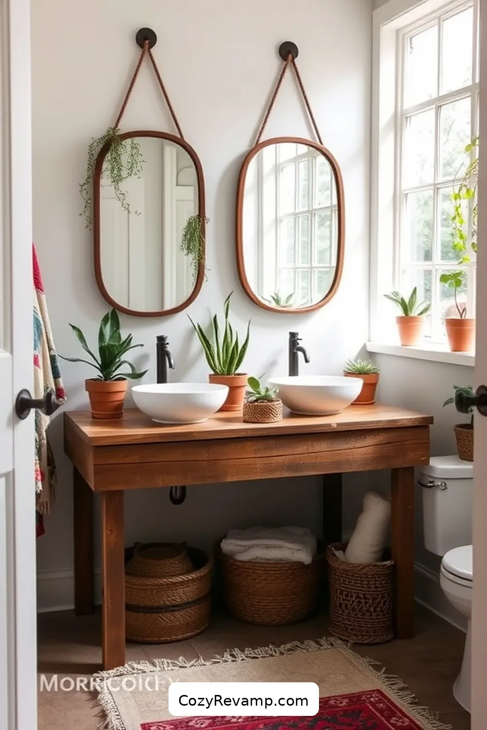 19 Ways to Create a Bohemian Bathroom With Recycled Wood Material 2 Reclaimed Wood Vanity for 19 Ways to Create a Bohemian Bathroom With Recycled Wood Material
