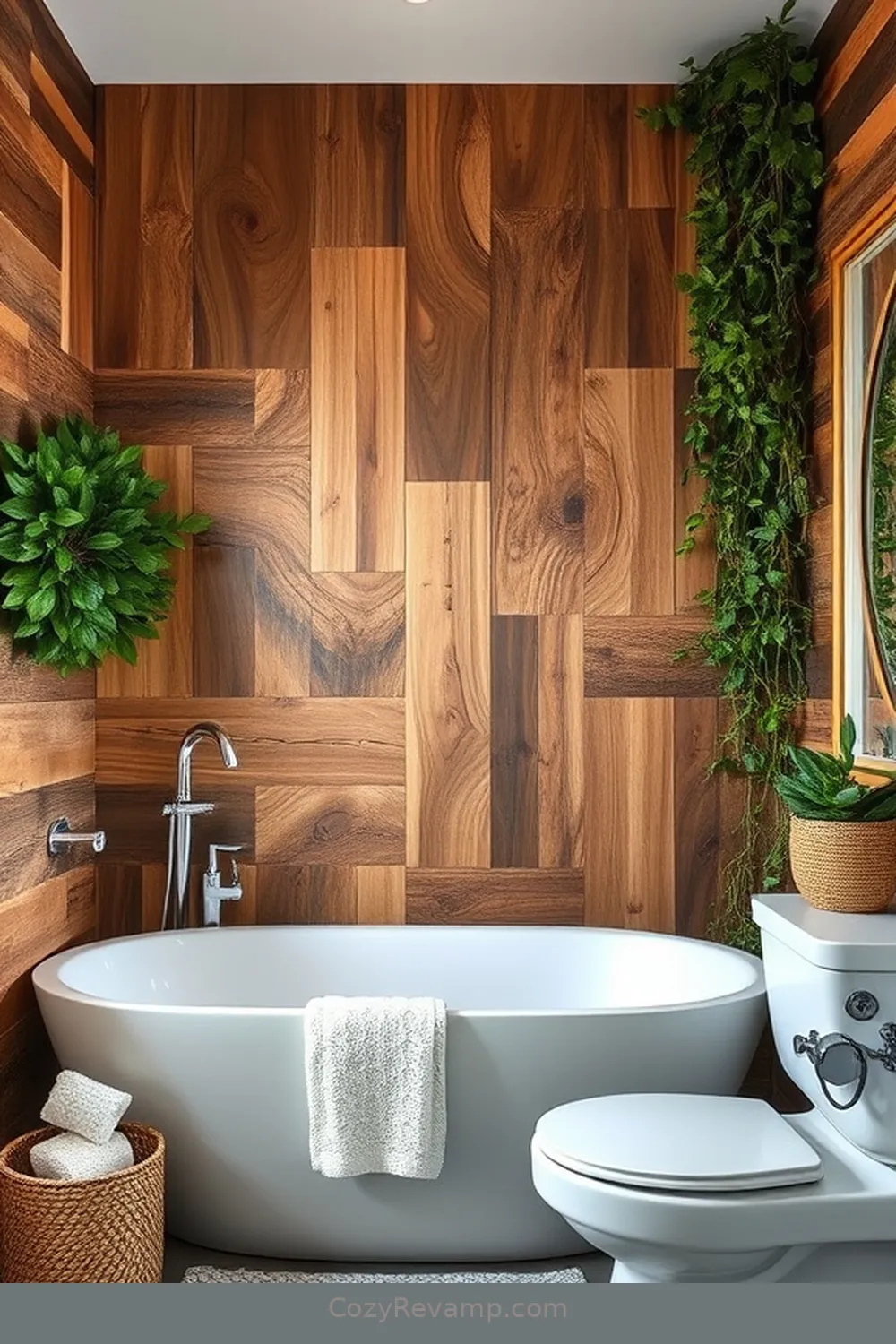 19 Ways to Create a Bohemian Bathroom With Recycled Wood Material 17 Salvaged Wood Accent Wall for 19 Ways to Create a Bohemian Bathroom With Recycled Wood Material