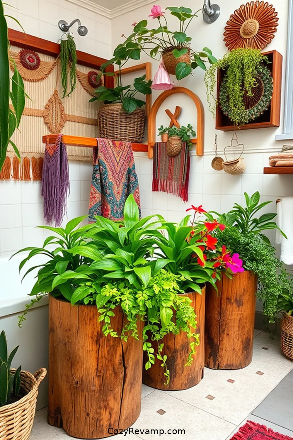 19 Ways to Create a Bohemian Bathroom With Recycled Wood Material 9 Upcycled Wood Planters for 19 Ways to Create a Bohemian Bathroom With Recycled Wood Material