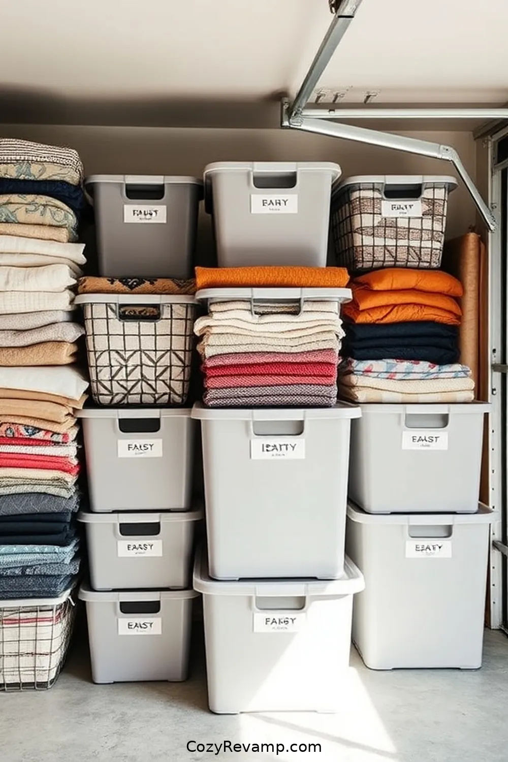 19 Ways to Create a Minimalist Garage With Upcycled Fabric Material 18 DIY Fabric Labels for Storage Bins for 19 Ways to Create a Minimalist Garage With Upcycled Fabric Material