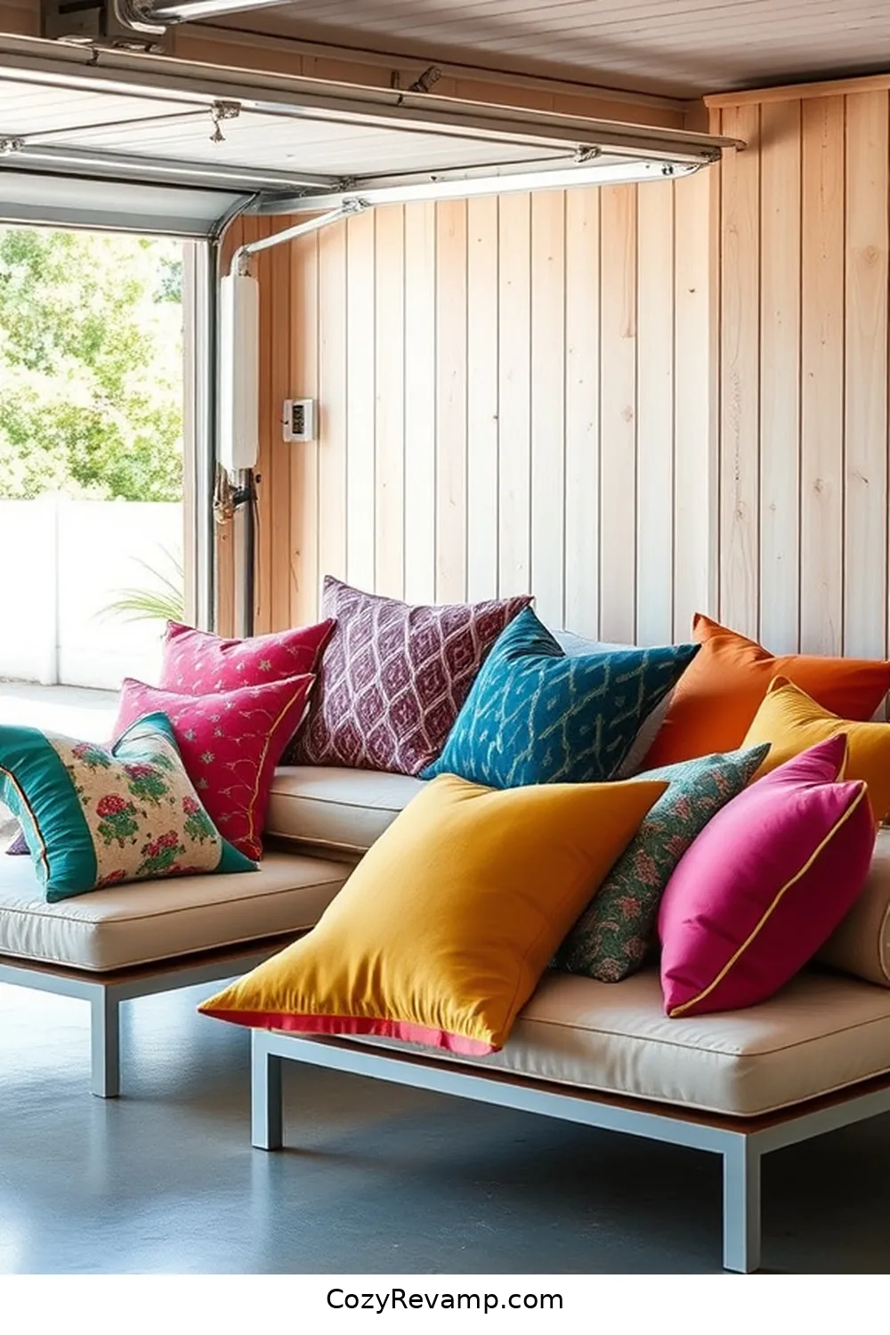 19 Ways to Create a Minimalist Garage With Upcycled Fabric Material 15 Fabric-Covered Cushions for Seating for 19 Ways to Create a Minimalist Garage With Upcycled Fabric Material