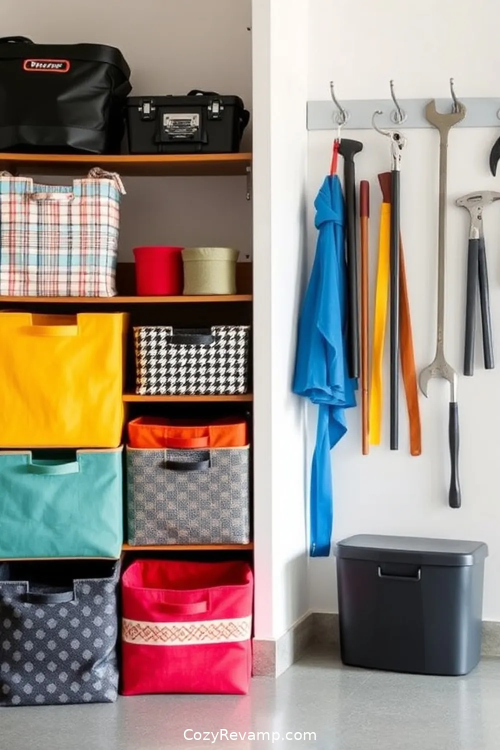 19 Ways to Create a Minimalist Garage With Upcycled Fabric Material 2 Fabric Storage Bins for Tools for 19 Ways to Create a Minimalist Garage With Upcycled Fabric Material
