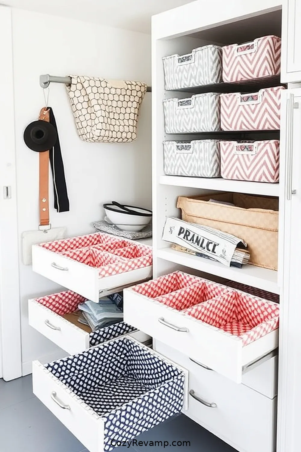 19 Ways to Create a Minimalist Garage With Upcycled Fabric Material 13 Repurposed Fabric Drawer Dividers for 19 Ways to Create a Minimalist Garage With Upcycled Fabric Material