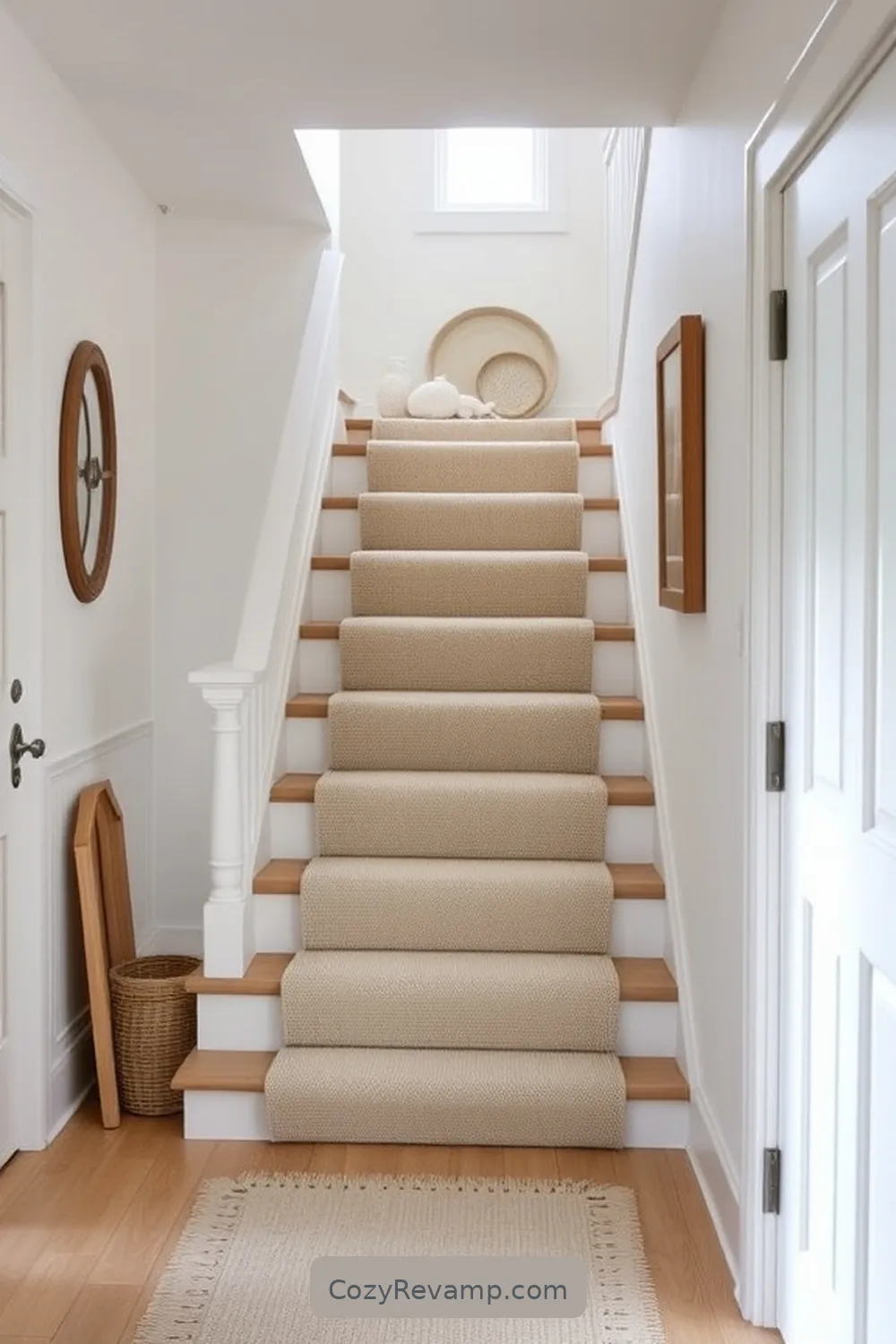 19 Ways to Style a Coastal Hallway With Organic Cotton Materials 13 Install an Organic Cotton Stair Runner for 19 Ways to Style a Coastal Hallway With Organic Cotton Materials