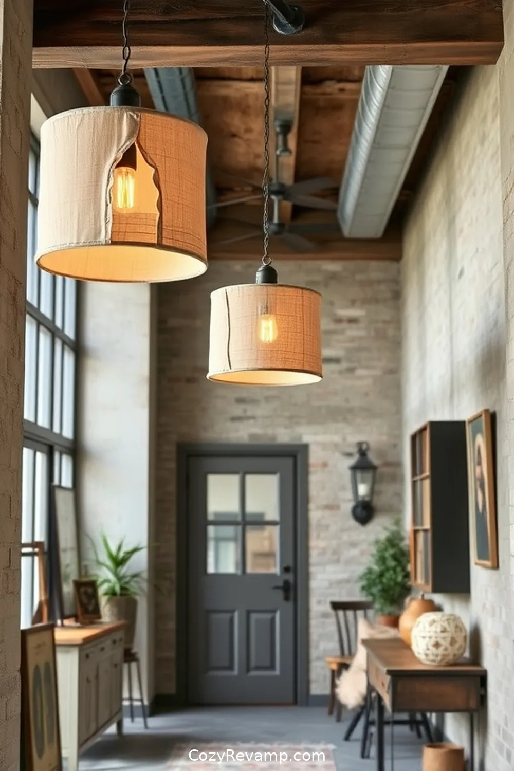 Fabric-Covered Lighting Fixtures for 20 Creative Ways to Design an Industrial Entryway With Upcycled Fabric Material
