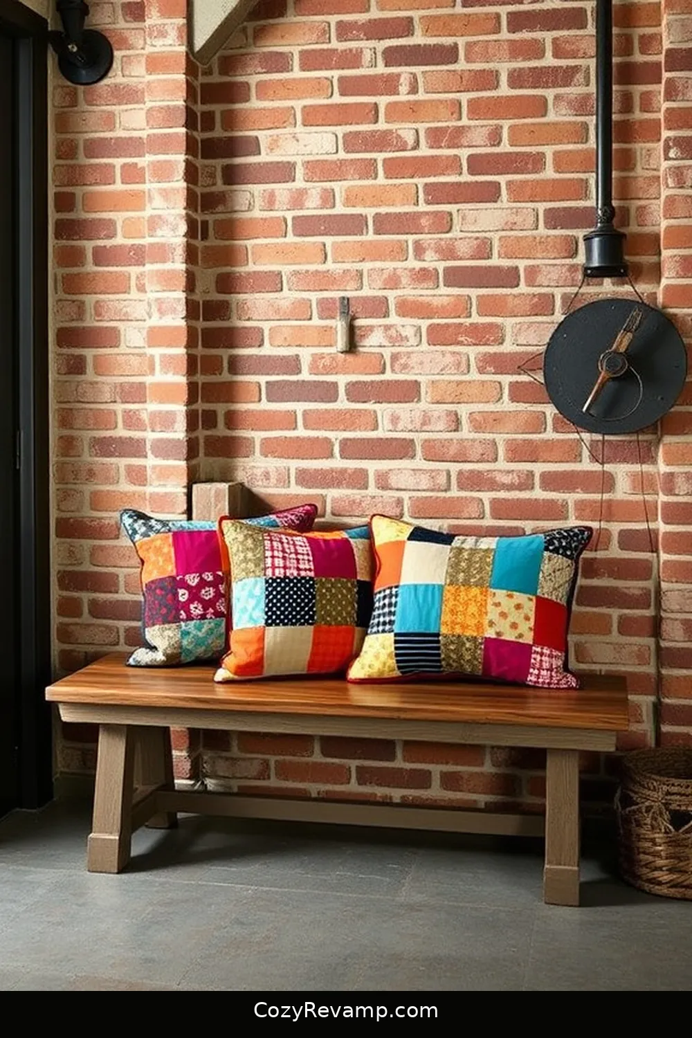 Patchwork Fabric Pillows for 20 Creative Ways to Design an Industrial Entryway With Upcycled Fabric Material