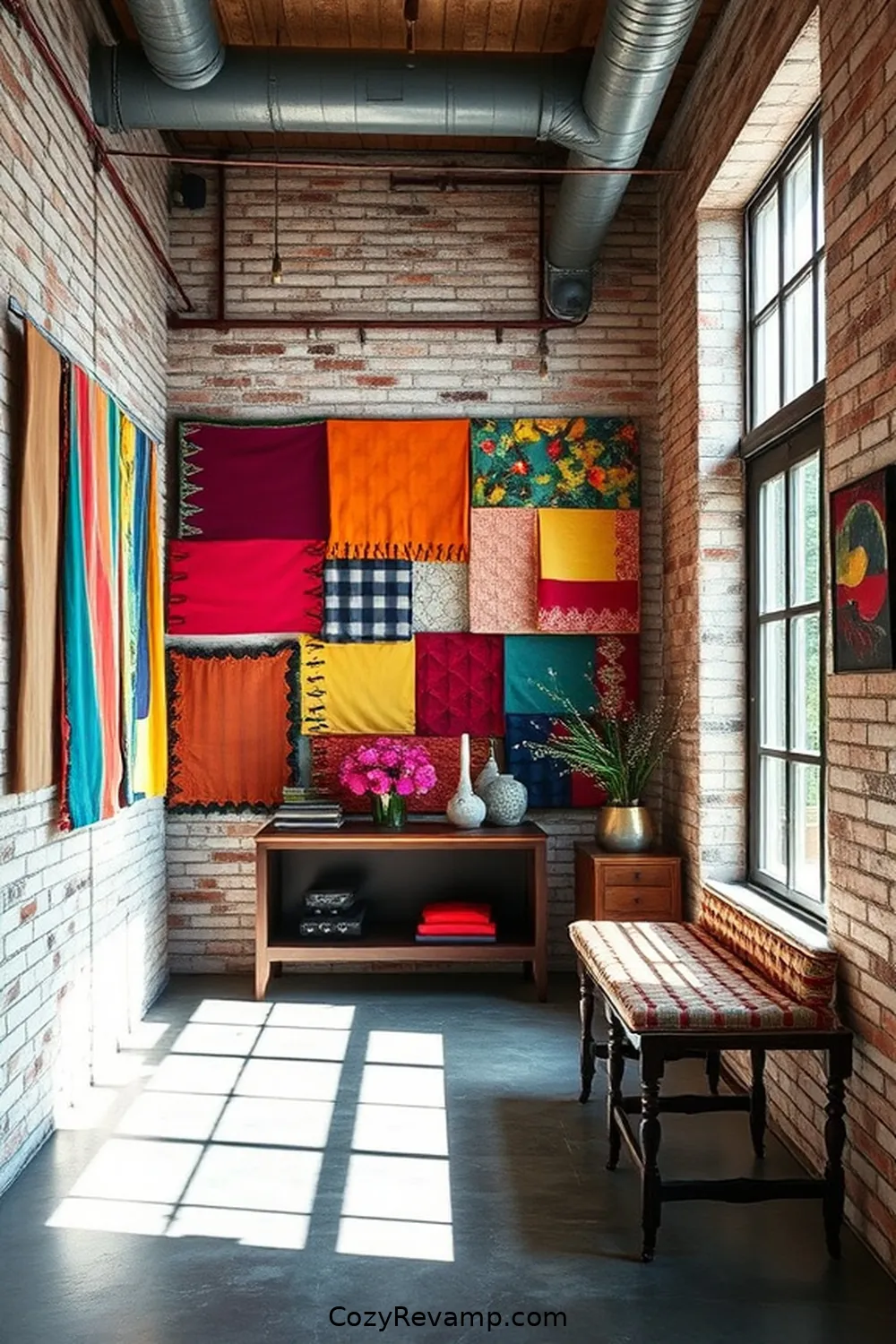 Upcycled Fabric Wall Art for 20 Creative Ways to Design an Industrial Entryway With Upcycled Fabric Material