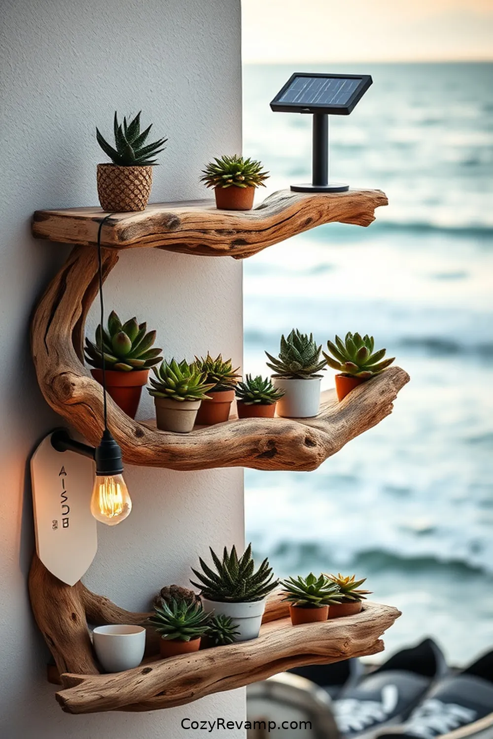 20 Essential Coastal Home Office Materials With Solar-Powered Lights 11 Driftwood Shelves for 20 Essential Coastal Home Office Materials With Solar-Powered Lights
