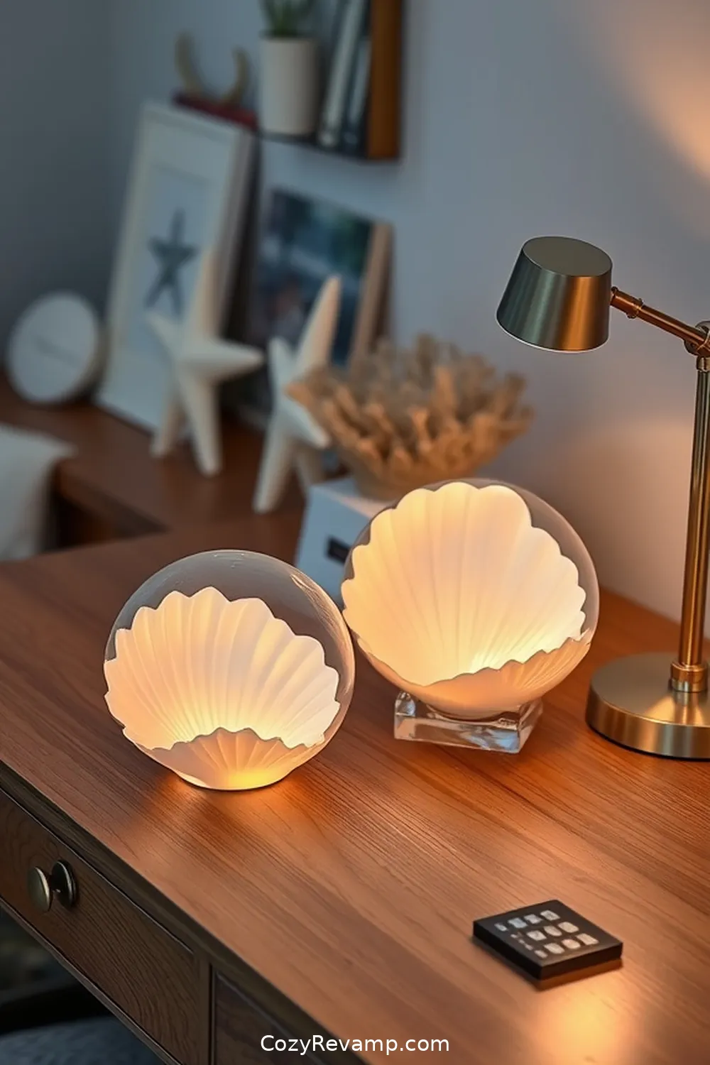 20 Essential Coastal Home Office Materials With Solar-Powered Lights 15 Seashell Paperweights for 20 Essential Coastal Home Office Materials With Solar-Powered Lights