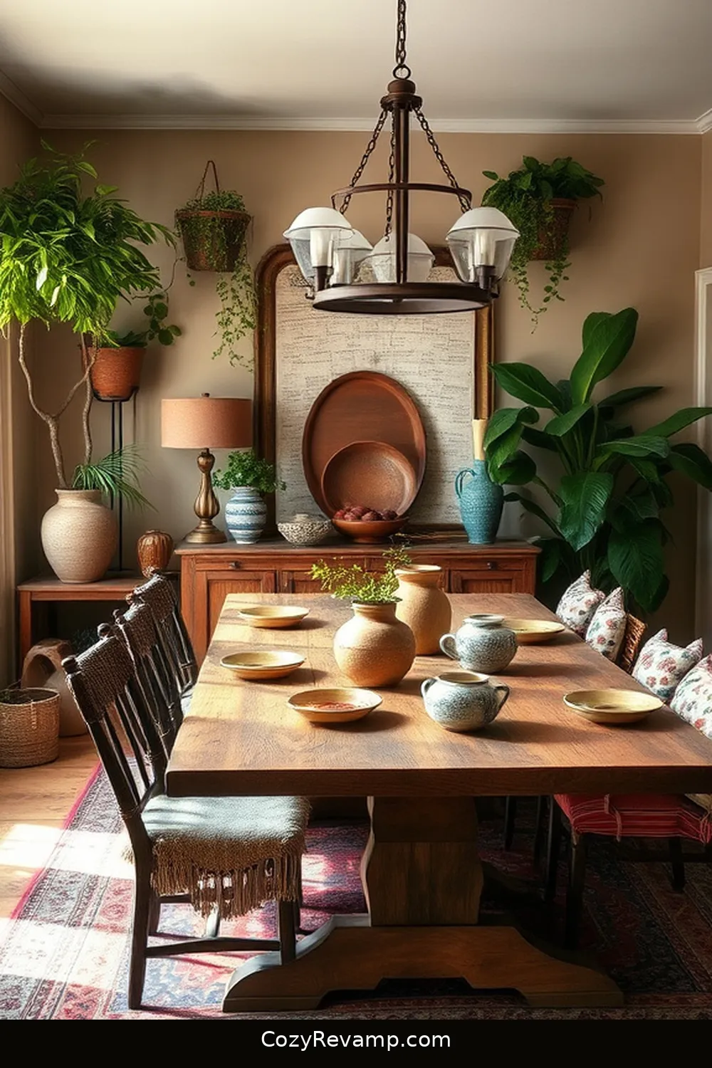 20 Essential Elements of Bohemian Dining Rooms With Reclaimed Materials 13 Artisan-made Pottery for 20 Essential Elements of Bohemian Dining Rooms With Reclaimed Materials