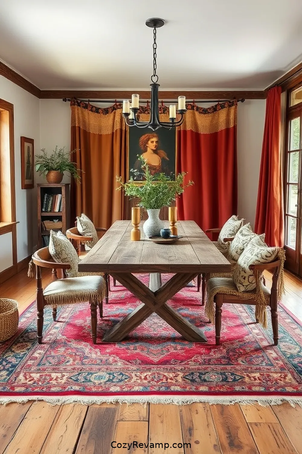 20 Essential Elements of Bohemian Dining Rooms With Reclaimed Materials 4 Layered Textiles and Fabrics for 20 Essential Elements of Bohemian Dining Rooms With Reclaimed Materials