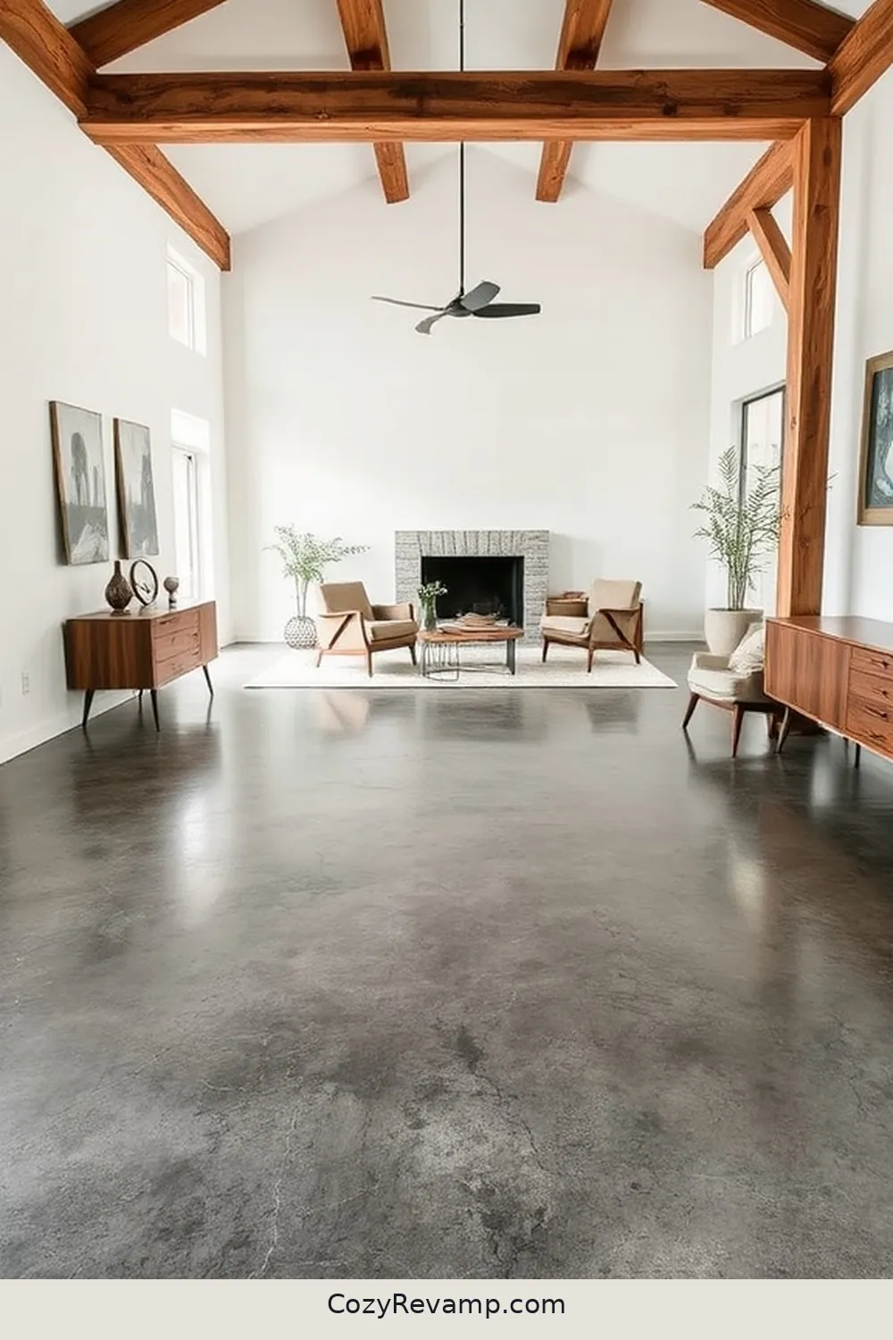 Concrete Flooring for 20 Essential Elements of a Mid-Century Modern Garage With Reclaimed Materials