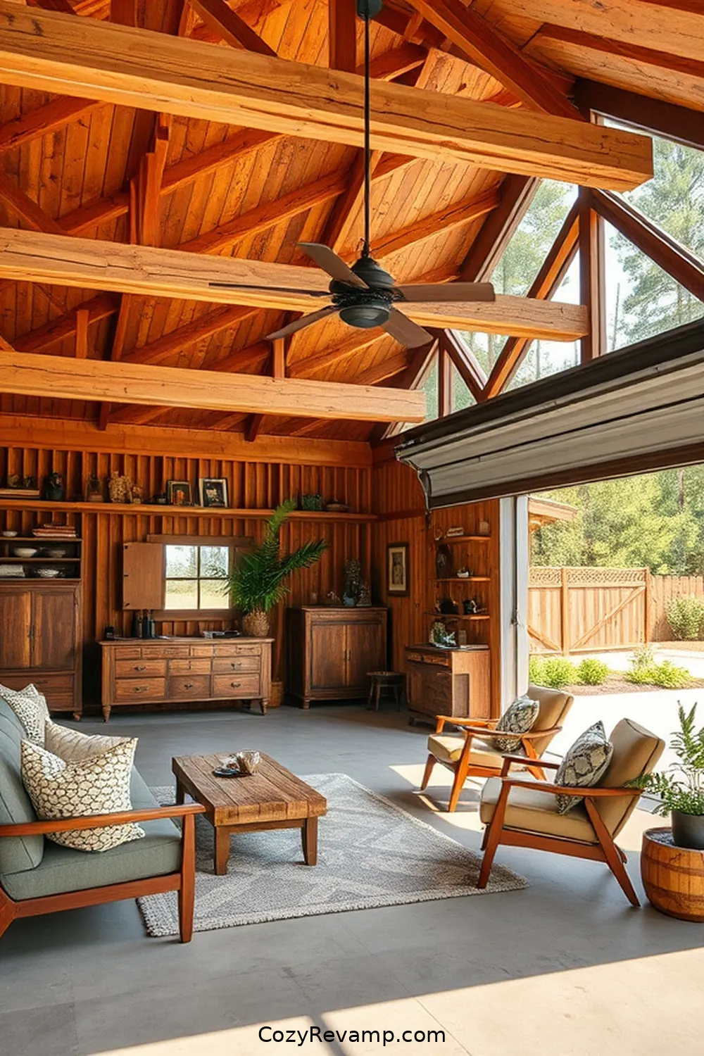 Reclaimed Wood Accents for 20 Essential Elements of a Mid-Century Modern Garage With Reclaimed Materials