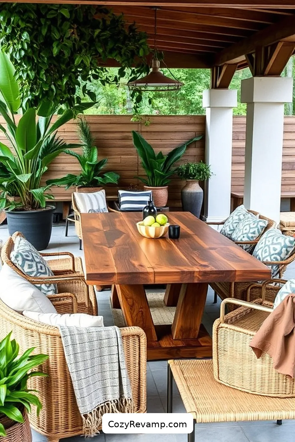 20 Essential Elements of a Modern Farmhouse Outdoor Patio With Natural Fibers 6 Handcrafted Dining Table for 20 Essential Elements of a Modern Farmhouse Outdoor Patio With Natural Fibers